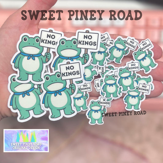 No Kings Frog Stickers, Anti-Trump Sticker Pack, Anti Ice Political Humor 2in. Glossy 15/35/50 pc, Cute Frogs Rally Protest Handouts