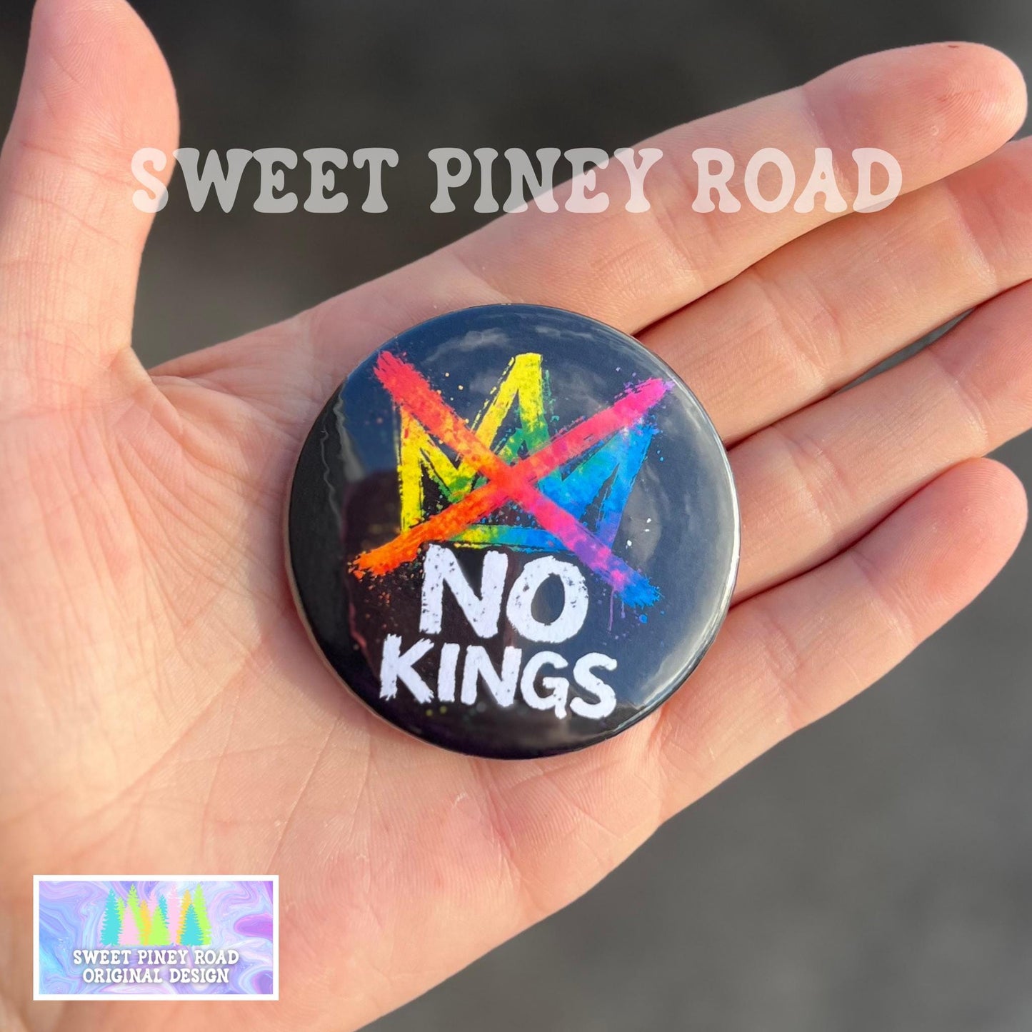 No Kings Button Pin, FDT Protest Rally Merch, Abolish ICE Accessory, We The People Leftist Gift, Anti Trump Political