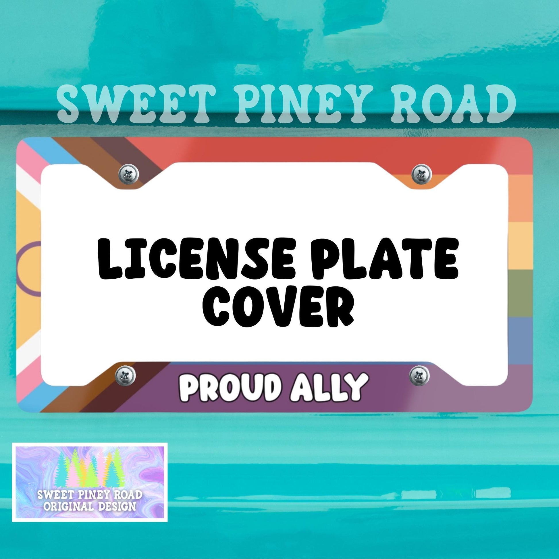 Proud Ally Progress Pride Flag License Plate Frame, LGBTQIA+ Human Rights For All Car Accessory, Gay Lesbian Bisexual Gifts