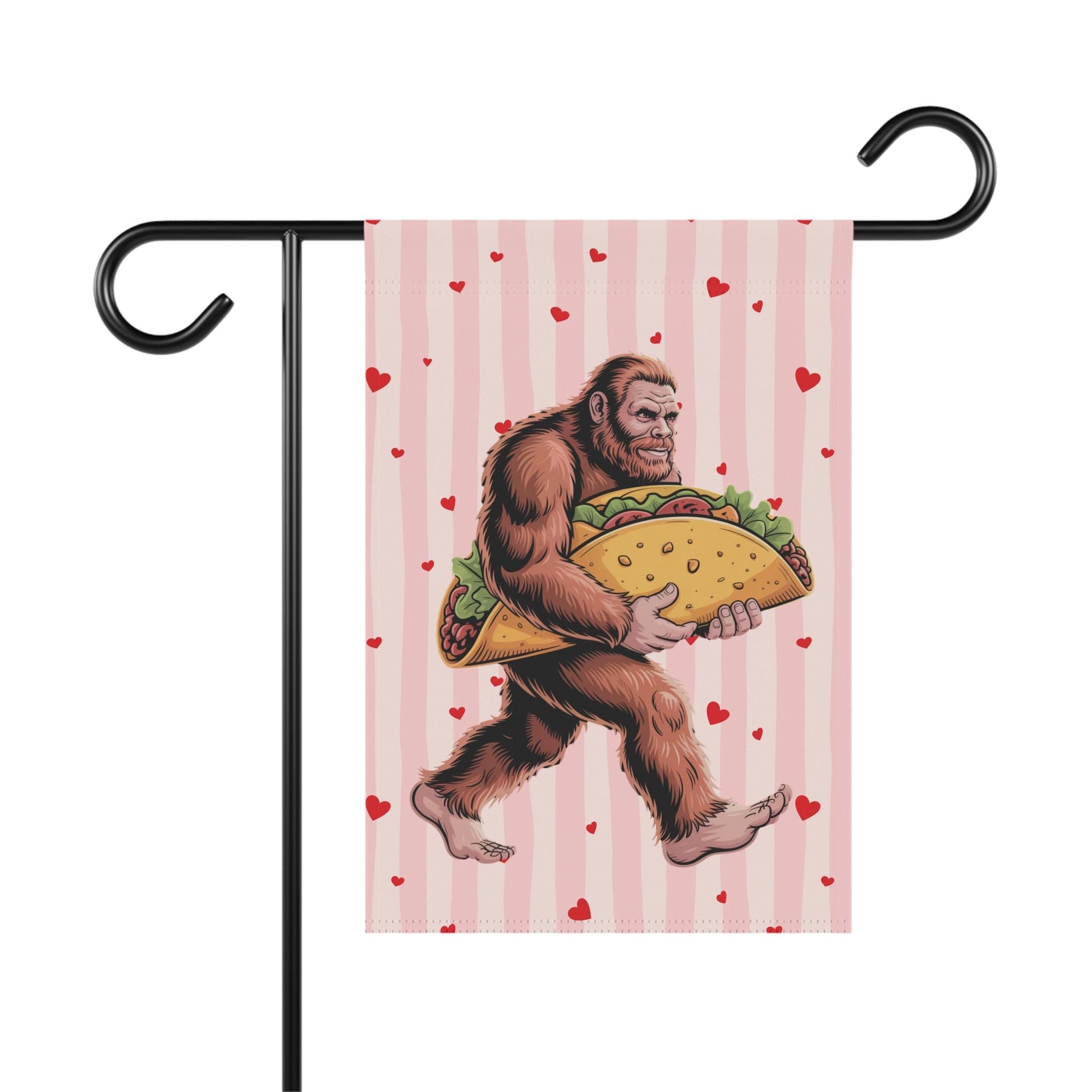 Bigfoot Taco Loving Yard Flag, Hilarious Sasquatch Garden Banner, I love Tacos Outdoor Decoration for House