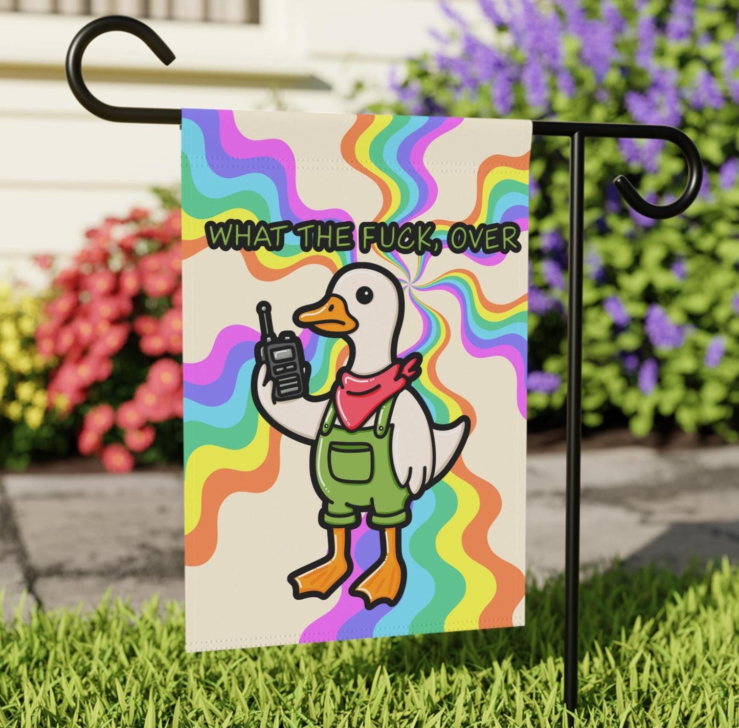 Silly Goose Yard Flag, What The F*ck Duck Garden Banner, Hilarious Weatherproof Decor for Outside
