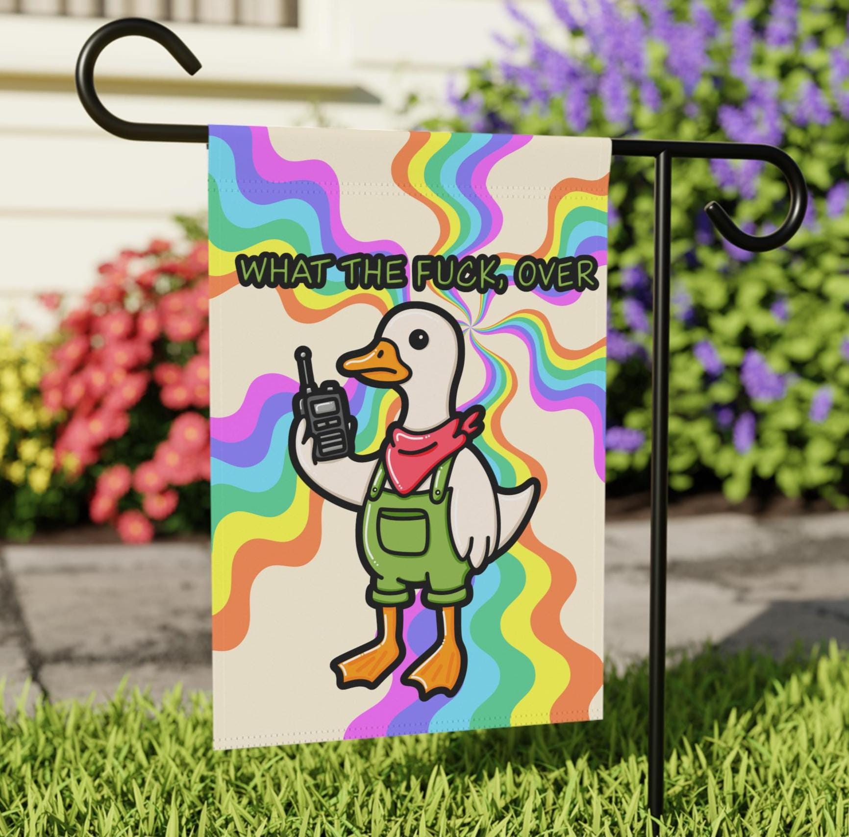Silly Goose Yard Flag, What The F*ck Duck Garden Banner, Hilarious Weatherproof Decor for Outside