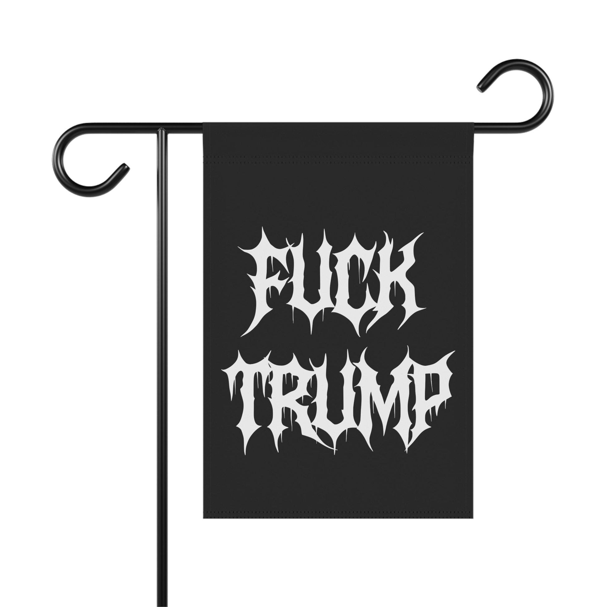F*ck Trump Black Metalcore Yard Flag, Alternative Goth Garden Banner, Gothic Font Outdoor Decor, Deathcore Hardcore FDT, Pro Immigration