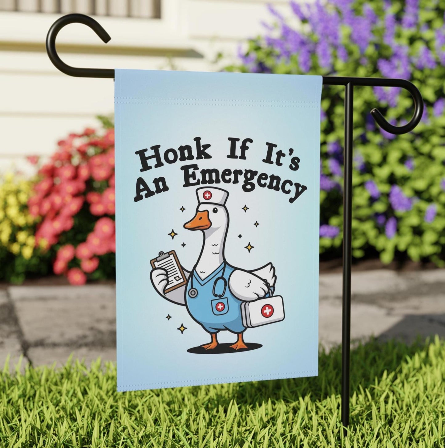 Honk Silly Goose Nurse Yard Flag, Hilarious Duck Garden Banner, Goofy Gift Idea For Animal Lover, Weatherproof Nursing Decor