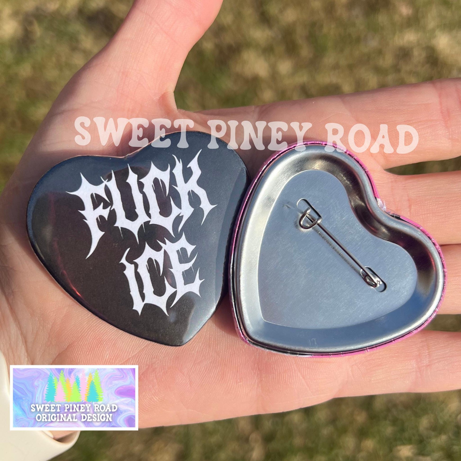 F*ck ICE Metalcore Heart Button Pin, Alternative Goth Abolish ICE Y2K Buttons, Deathcore Hardcore FDT, Anti Trump Pro Immigration