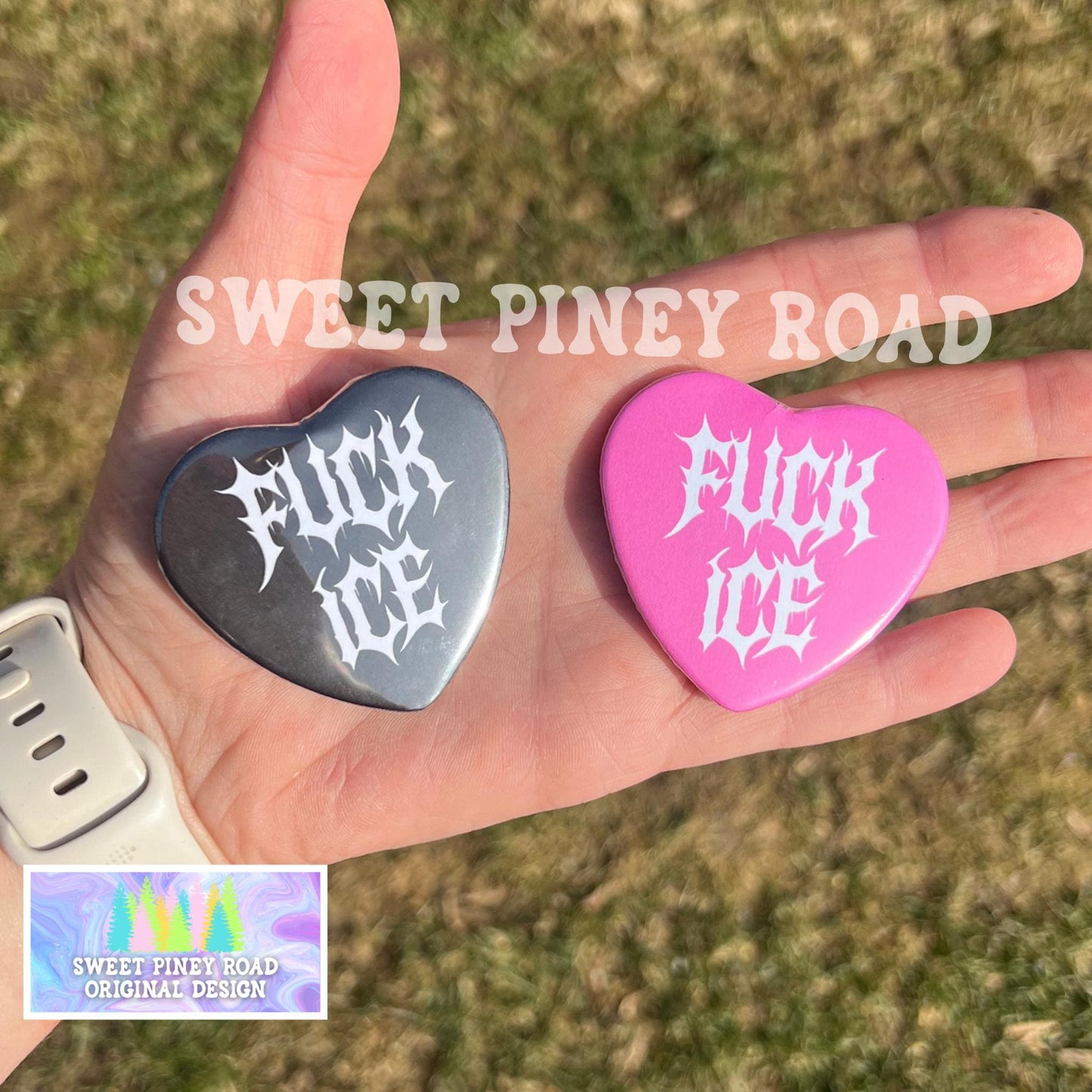 F*ck ICE Metalcore Heart Button Pin, Alternative Goth Abolish ICE Y2K Buttons, Deathcore Hardcore FDT, Anti Trump Pro Immigration