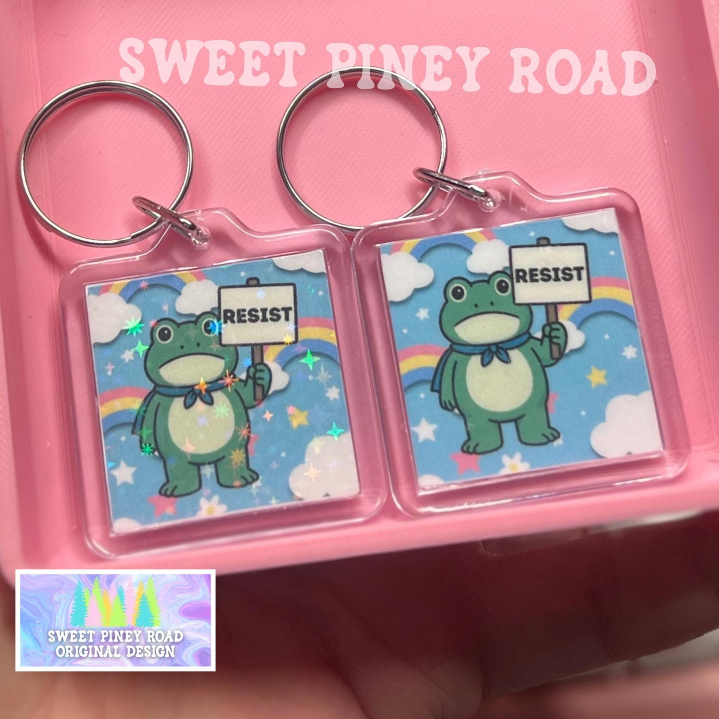 Resist ICE Frog Keychain, Abolish ICE Political Bag Charm, Chinga La Migra, Anti Trump Protest Acrylic Bag Tag, FDT Gift For Democrat