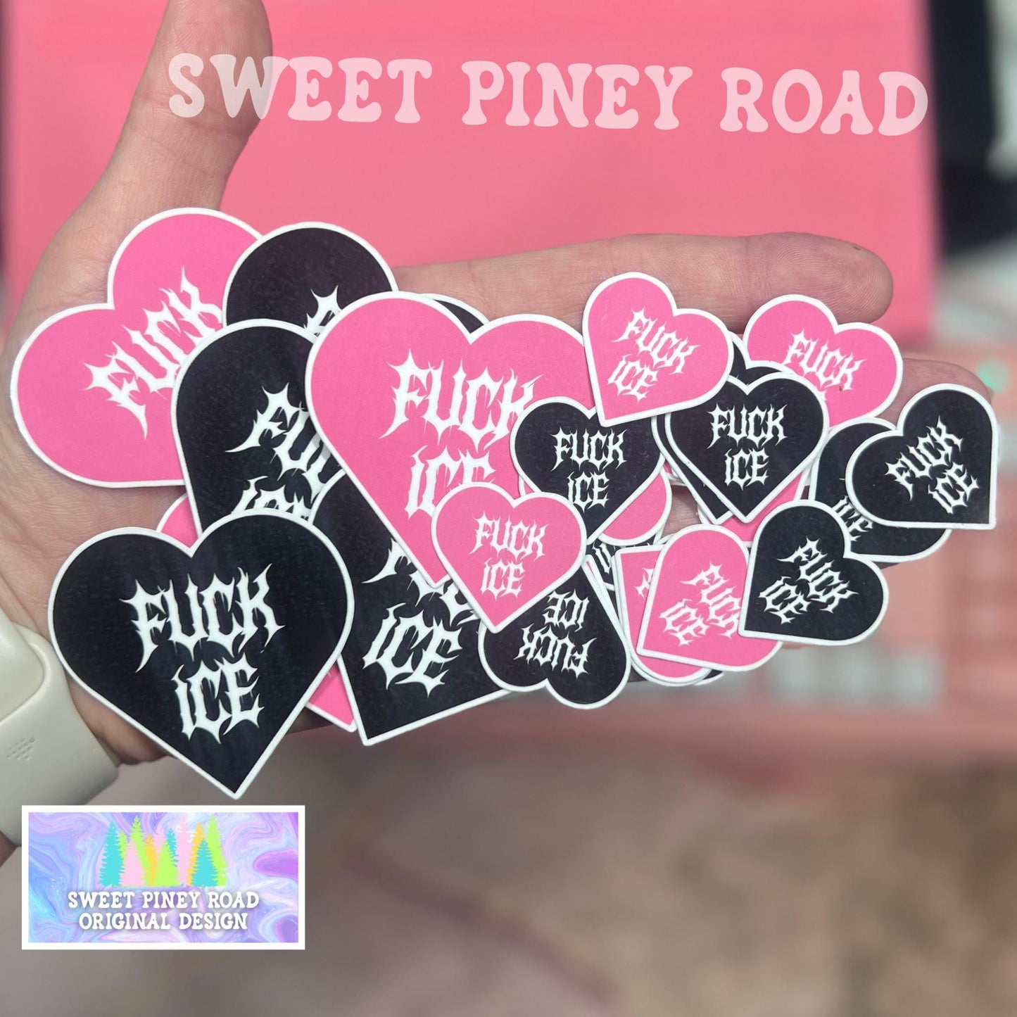 F*ck ICE Sticker Pack, Metalcore Heart Y2k Inspired Glossy FDT Stickers, Funny Resist Anti-Trump Protest Rally Handouts, Pro Immigration