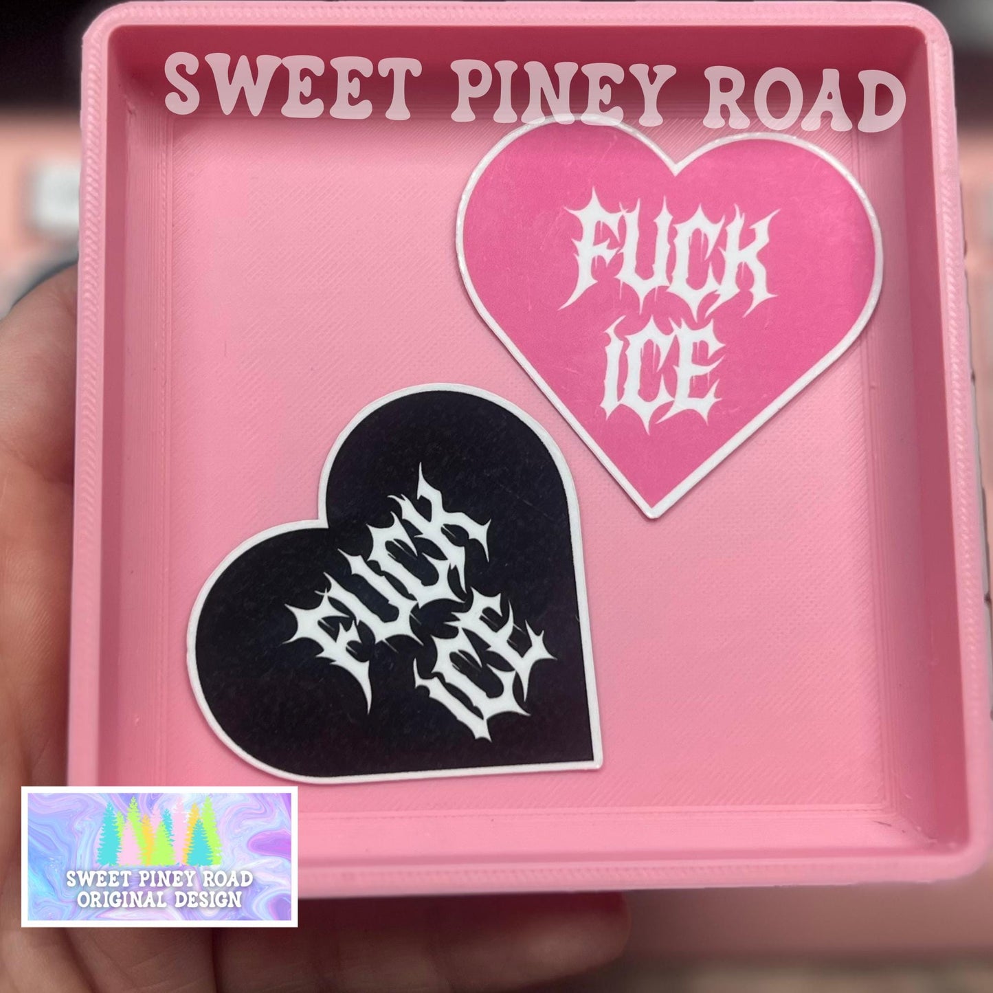 F*ck ICE Sticker Pack, Metalcore Heart Y2k Inspired Glossy FDT Stickers, Funny Resist Anti-Trump Protest Rally Handouts, Pro Immigration