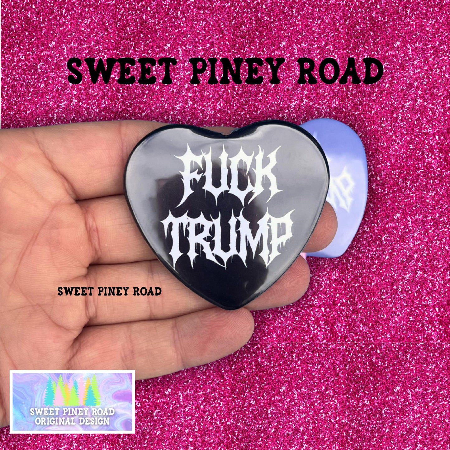 F*ck Trump Metalcore Heart Button Pin, Alternative Goth Abolish ICE Y2K Buttons, Deathcore Hardcore FDT, Anti Trump Pro Immigration