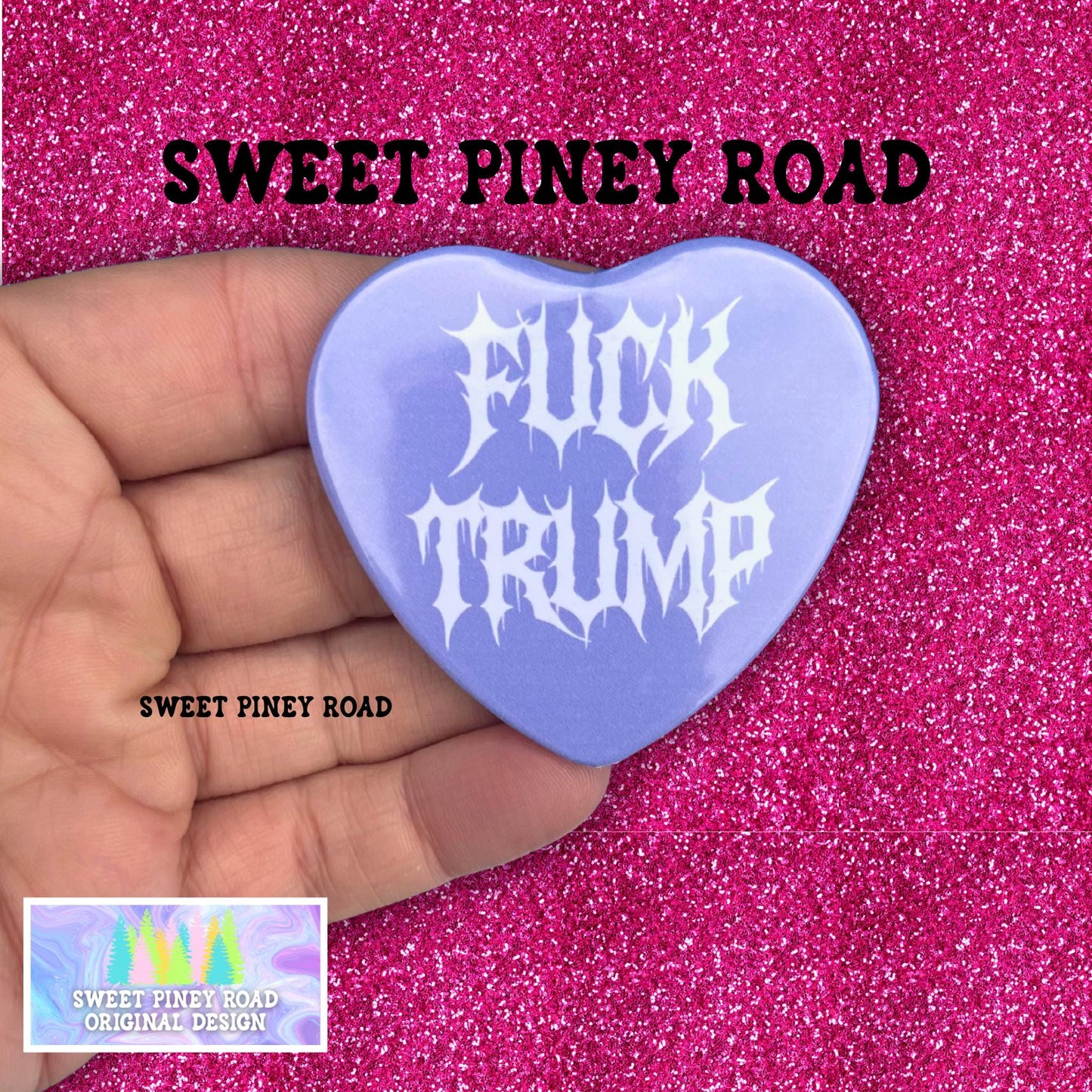 F*ck Trump Metalcore Heart Button Pin, Alternative Goth Abolish ICE Y2K Buttons, Deathcore Hardcore FDT, Anti Trump Pro Immigration
