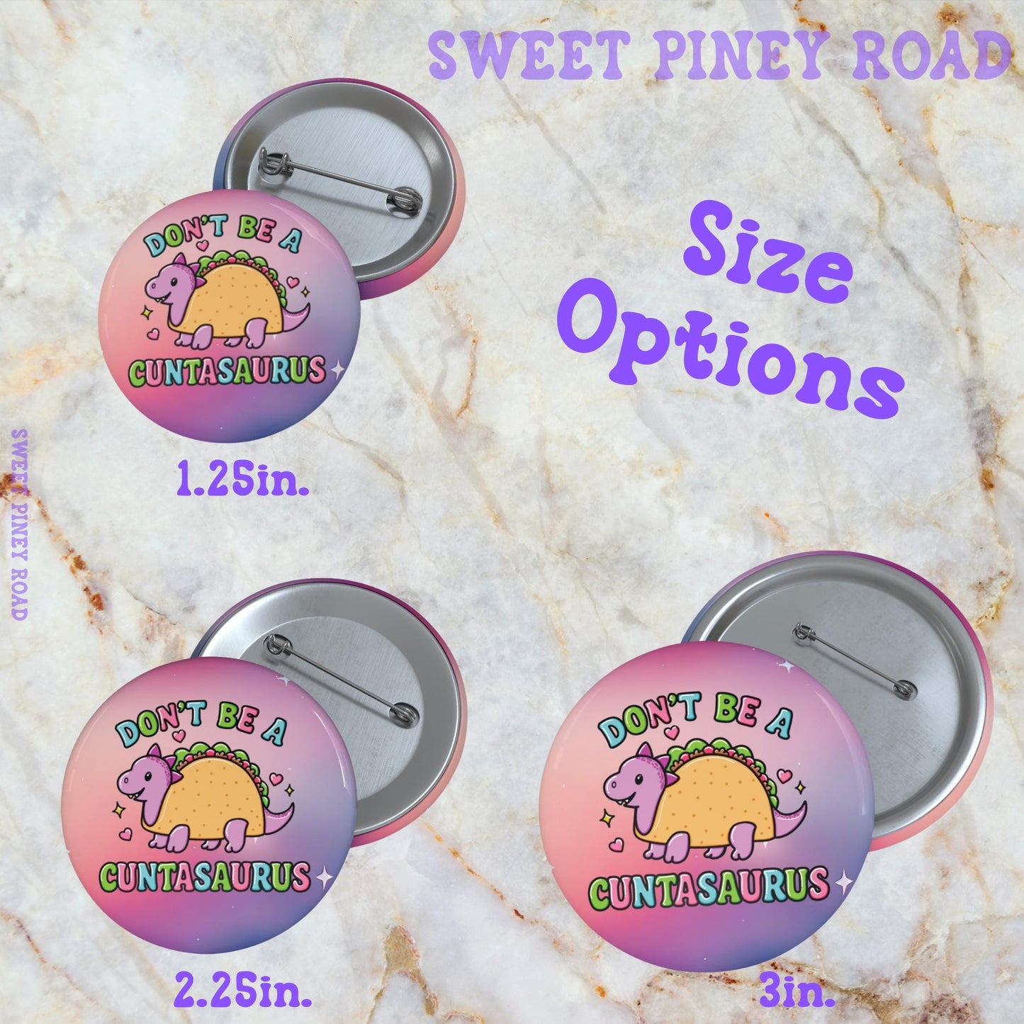 Don't Be A Cuntasaurus Button Pin, Funny Gen Z Meme Humor, Taco Dinosaur Brainrot Pinback Gift