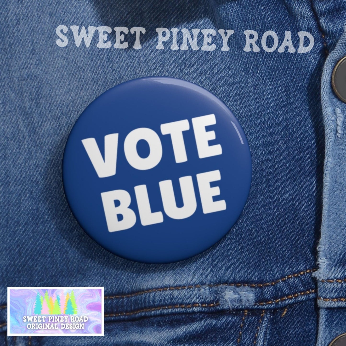 Vote Blue Pin, Democrat Midterms Button Pinback, FDT Anti-Trump Anti MAGA Merch, Protest Rally Merch Gift, Fight Fascist Racism