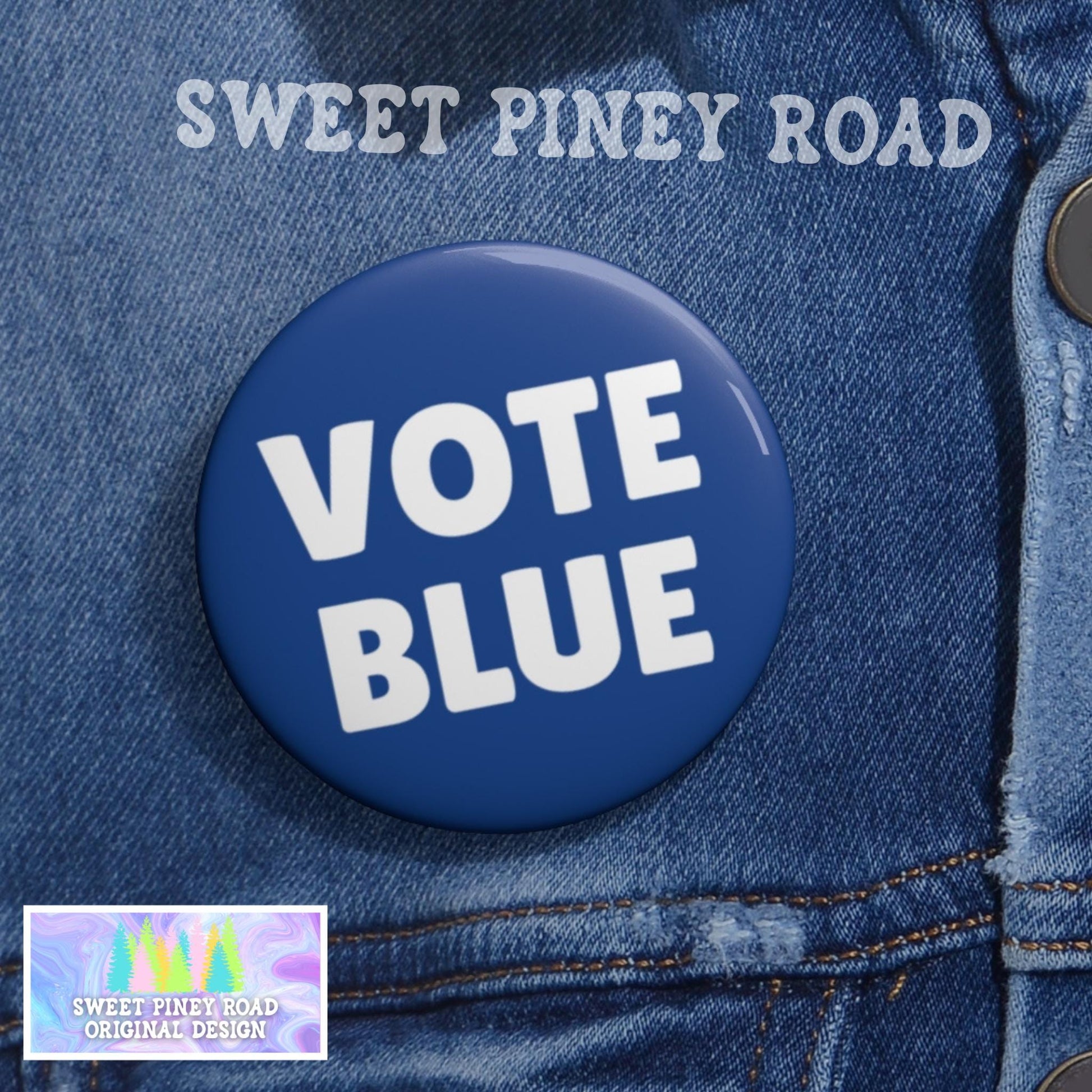 Vote Blue Pin, Democrat Midterms Button Pinback, FDT Anti-Trump Anti MAGA Merch, Protest Rally Merch Gift, Fight Fascist Racism