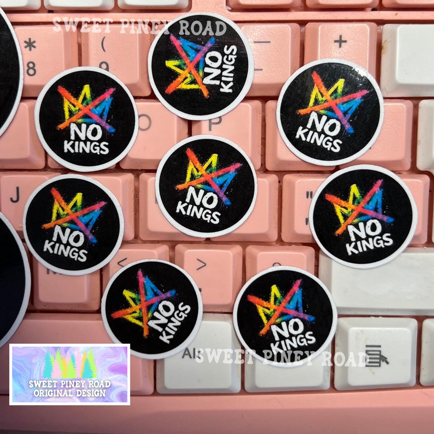 No Kings In America Protest Sticker Pack, Anti-Trump Glossy! Rally Stickers, Anti ICE Liberal, Democracy Not Oligarchy, Resist Fascism Decal