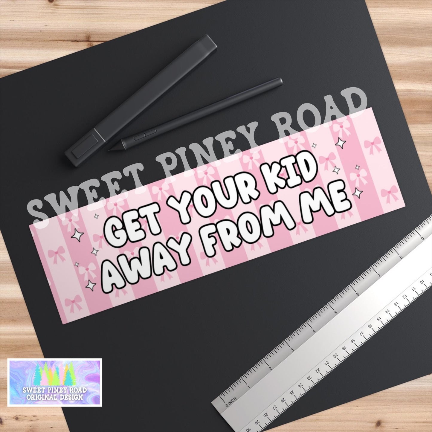 Get Your Kid Away From Me Car Magnet, Funny Y2k Bumper Sticker, Coquette Pink Bow Decal, Cute Waterproof Girly Gift Idea