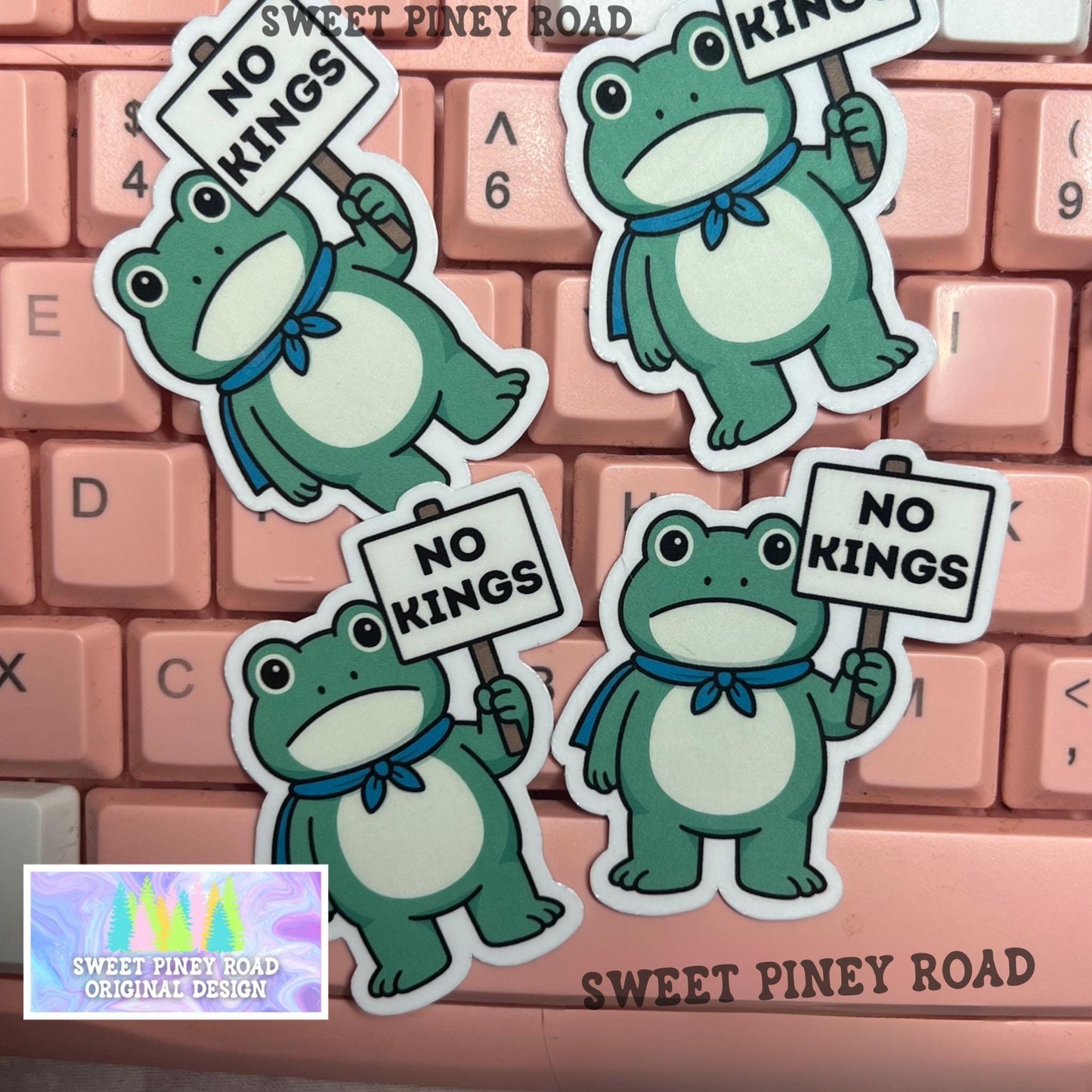 No Kings Frog Stickers, Anti-Trump Sticker Pack, Anti Ice Political Humor 2in. Glossy 15/35/50 pc, Cute Frogs Rally Protest Handouts