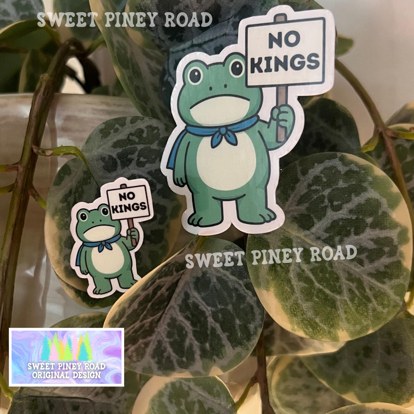 No Kings Frog Stickers, Anti-Trump Sticker Pack, Anti Ice Political Humor 2in. Glossy 15/35/50 pc, Cute Frogs Rally Protest Handouts