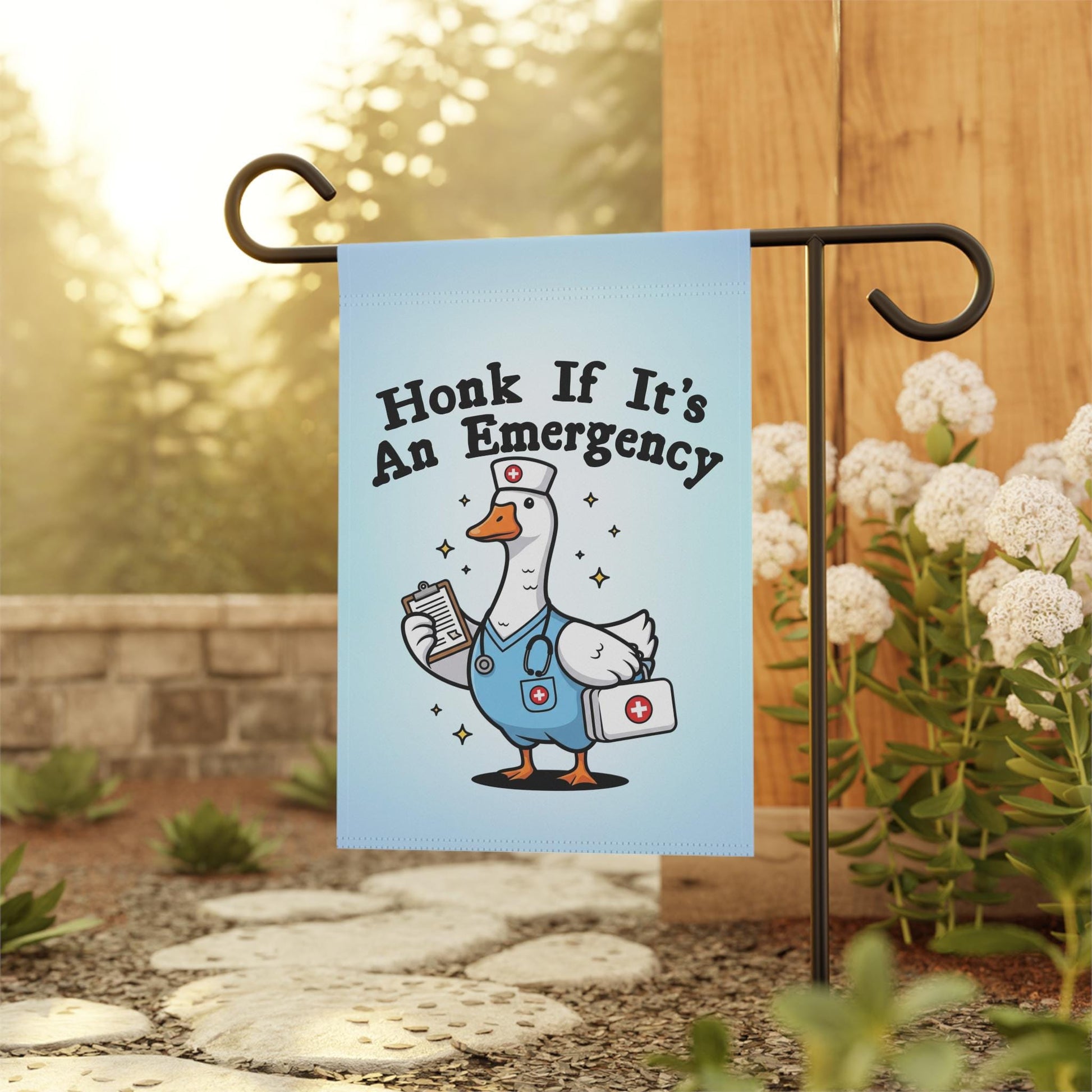 Honk Silly Goose Nurse Yard Flag, Hilarious Duck Garden Banner, Goofy Gift Idea For Animal Lover, Weatherproof Nursing Decor