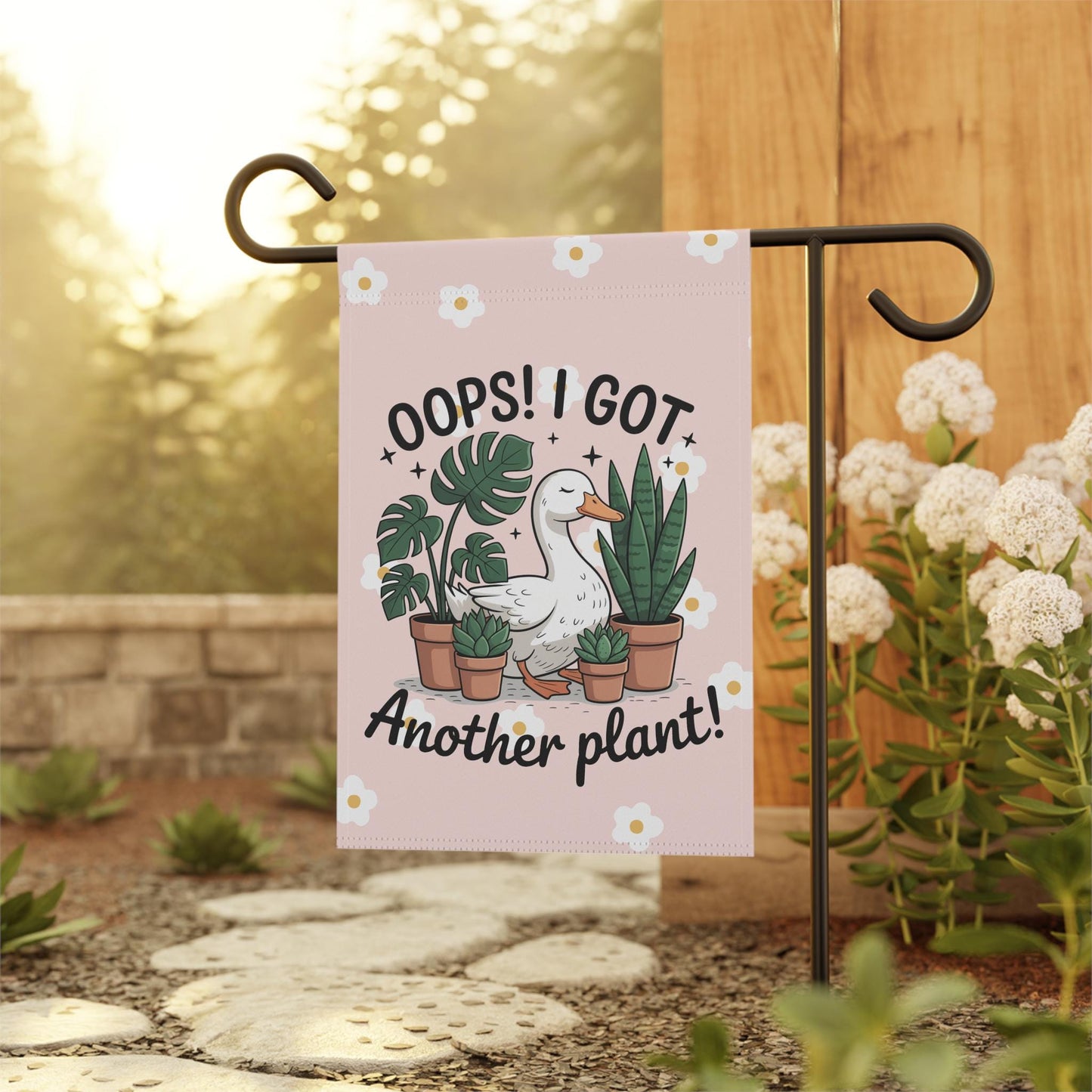 Plant Lover Silly Goose Yard Flag, Funny Duck Garden Banner, Got Another Plant Outdoor Decor Gift, Pink Farmhouse Style