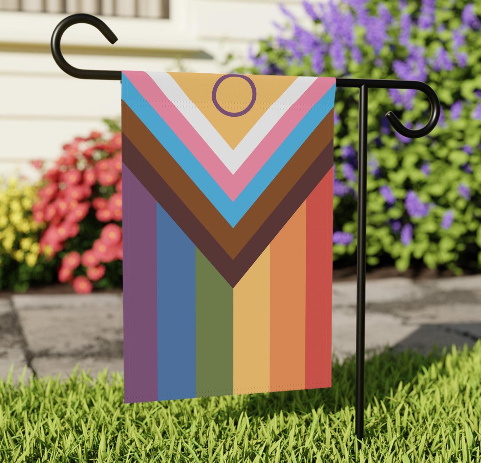 Pride Flag for Garden, Intersex Inclusive Yard Decor, LGBTQIA+ Gay Human Rights