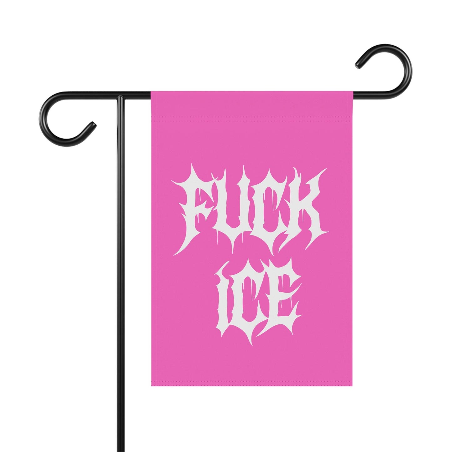 F*ck ICE Pink Metalcore Yard Flag, Alternative Goth Garden Banner, Gothic Font Outdoor Decor, Deathcore Hardcore FDT, Pro Immigration