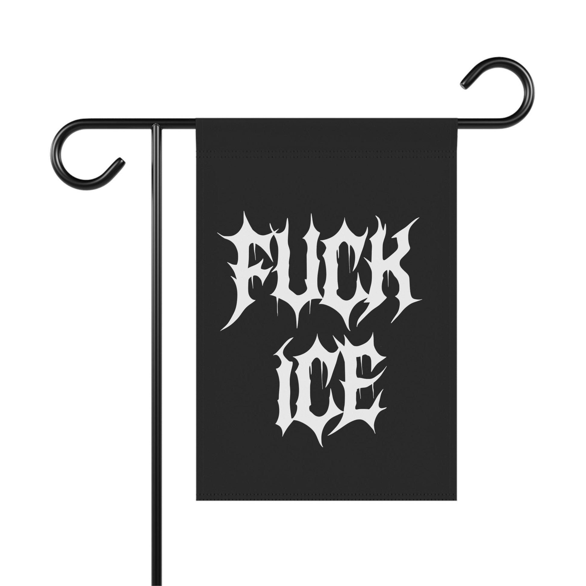 F*ck ICE Black Metalcore Yard Flag, Alternative Goth Garden Banner, Gothic Font Outdoor Decor, Deathcore Hardcore FDT, Pro Immigration