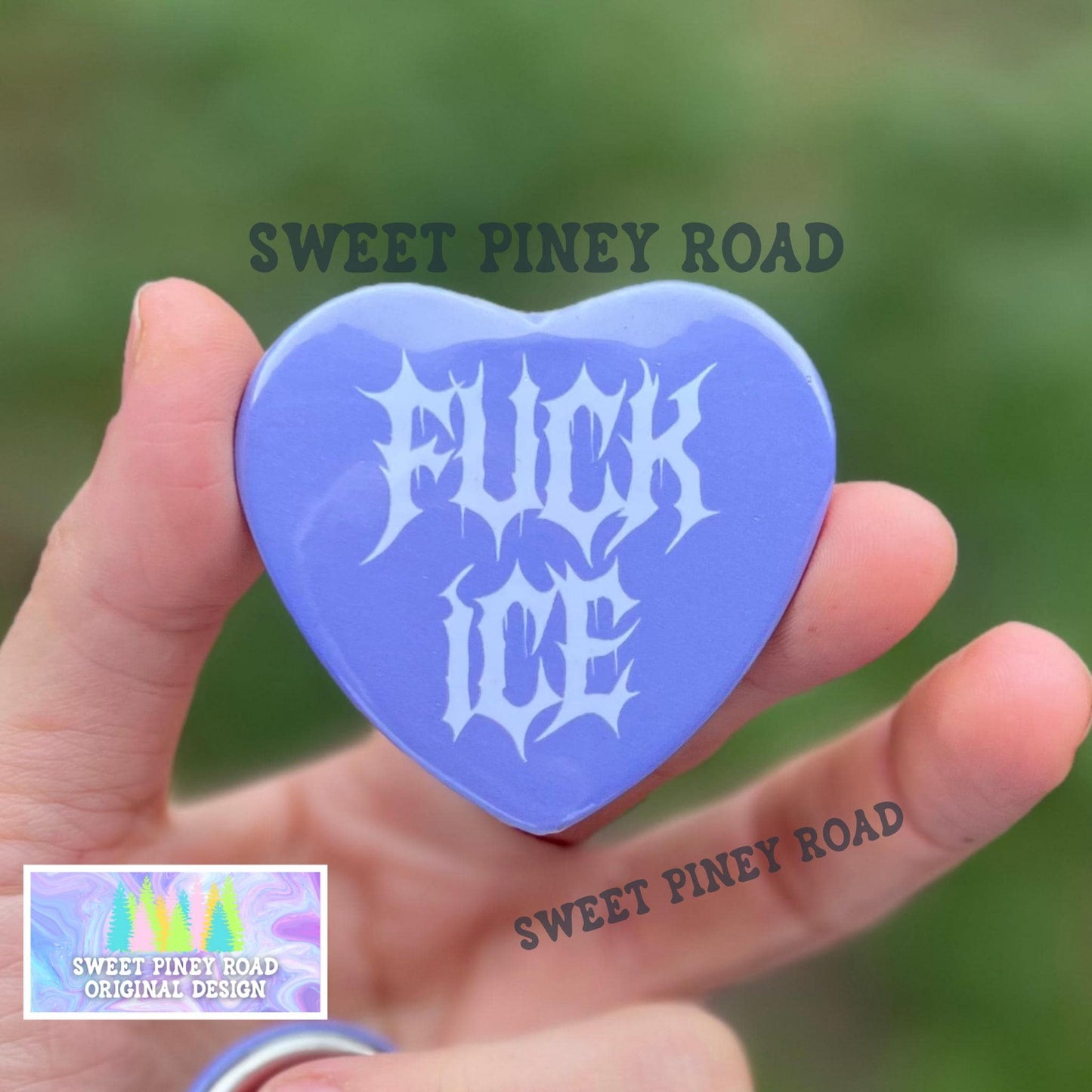 F*ck ICE Metalcore Heart Button Pin, Purple Alternative Goth Abolish ICE Y2K Buttons, Deathcore Hardcore FDT, Anti Trump Pro Immigration