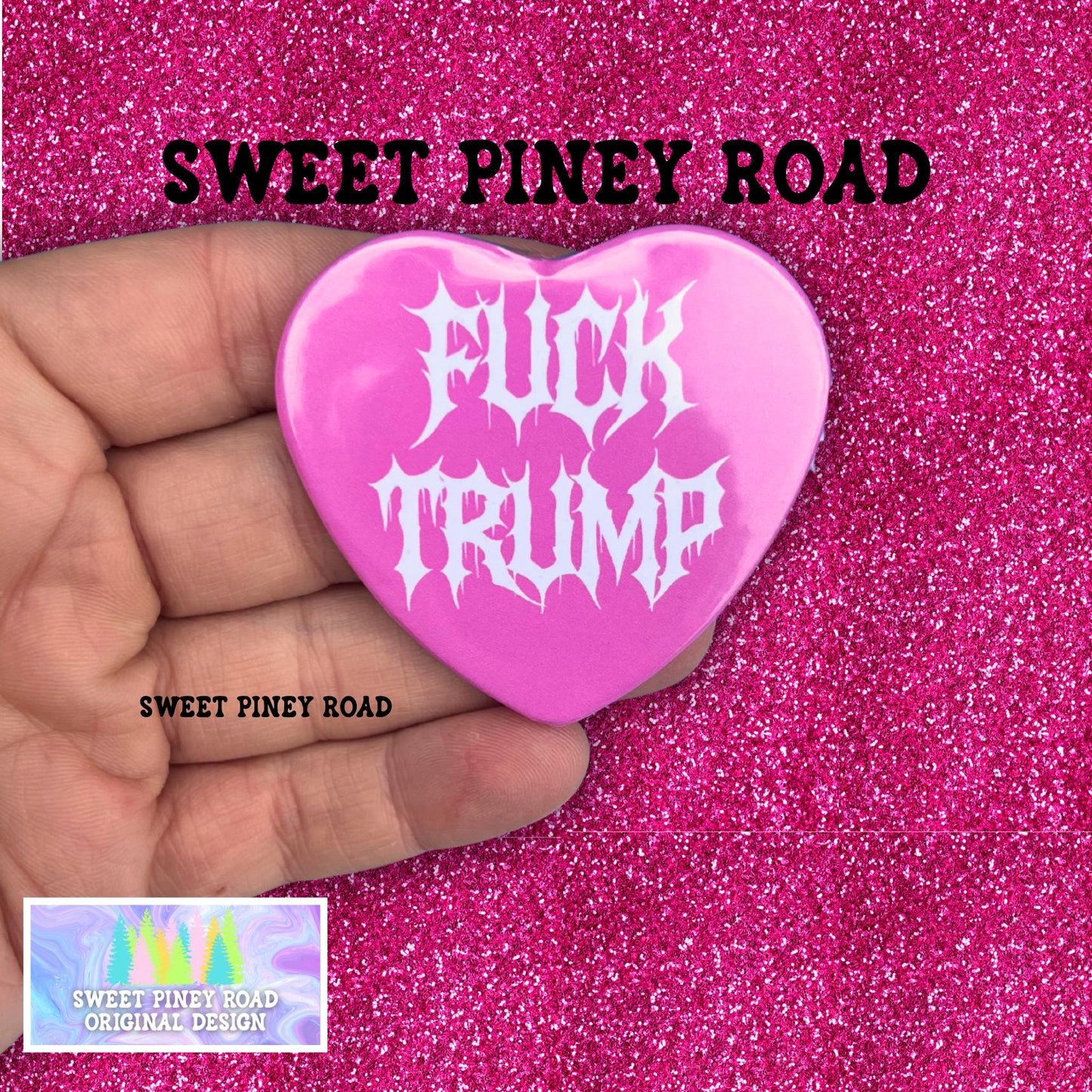 F*ck Trump Metalcore Heart Button Pin, Alternative Goth Abolish ICE Y2K Buttons, Deathcore Hardcore FDT, Anti Trump Pro Immigration