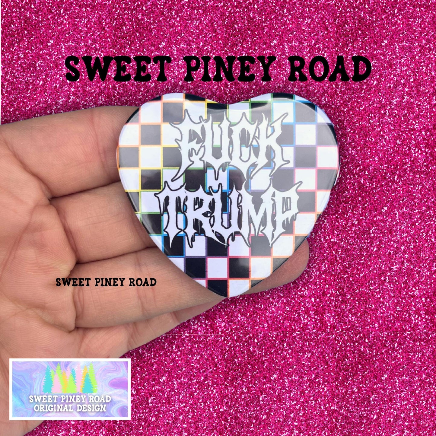 F*ck Trump Metalcore Heart Button Pin, Alternative Goth Abolish ICE Y2K Buttons, Deathcore Hardcore FDT, Anti Trump Pro Immigration
