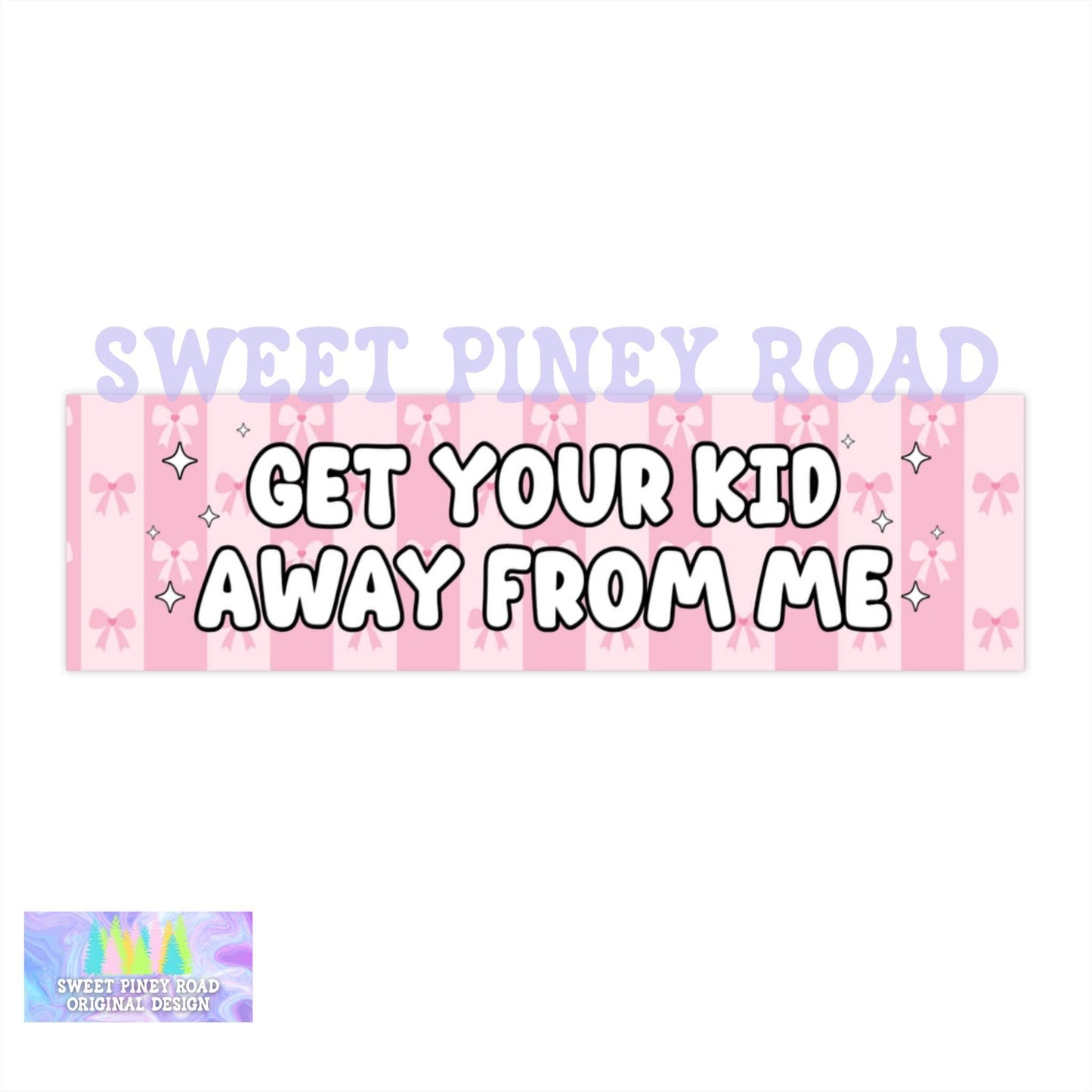 Get Your Kid Away From Me Car Magnet, Funny Y2k Bumper Sticker, Coquette Pink Bow Decal, Cute Waterproof Girly Gift Idea