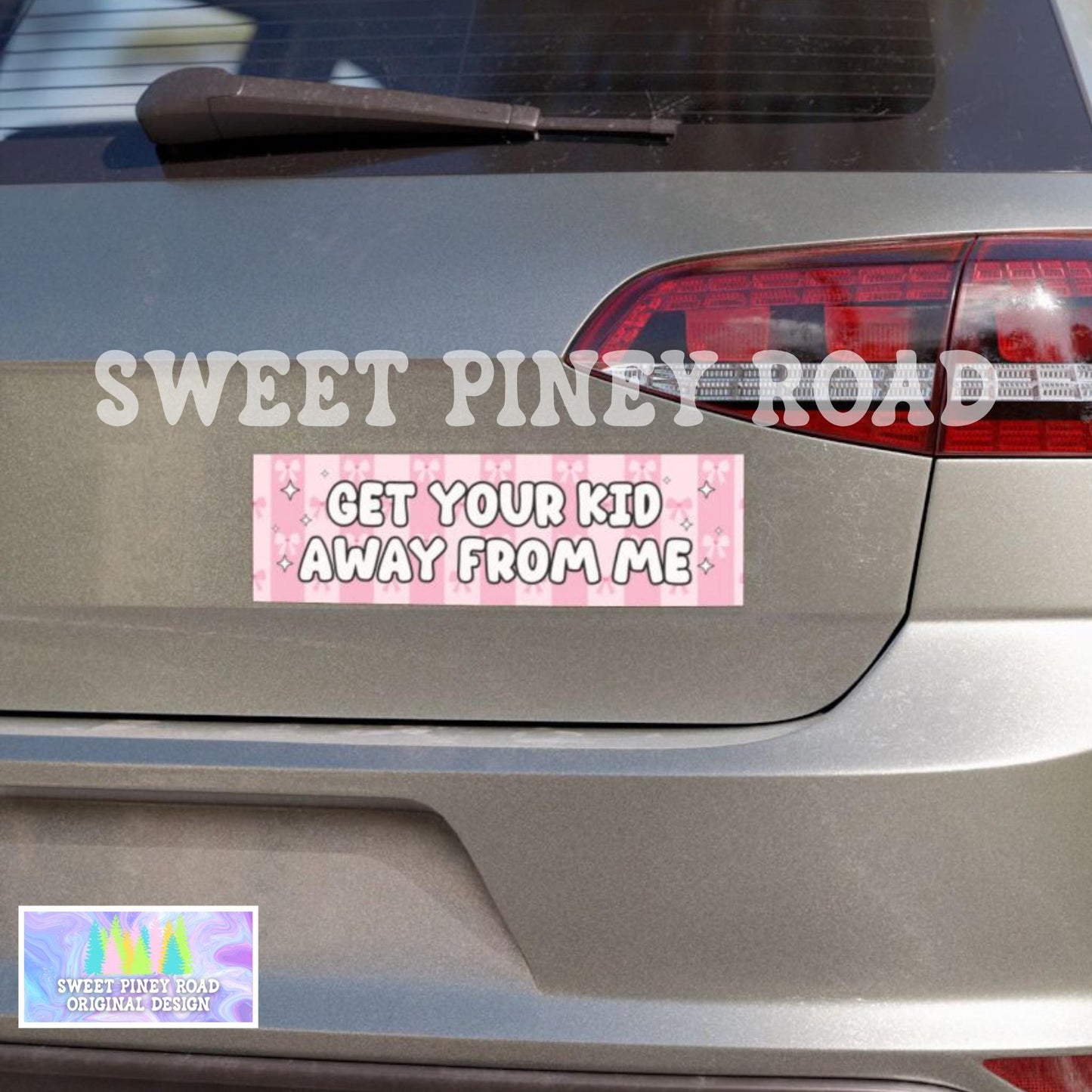 Get Your Kid Away From Me Car Magnet, Funny Y2k Bumper Sticker, Coquette Pink Bow Decal, Cute Waterproof Girly Gift Idea