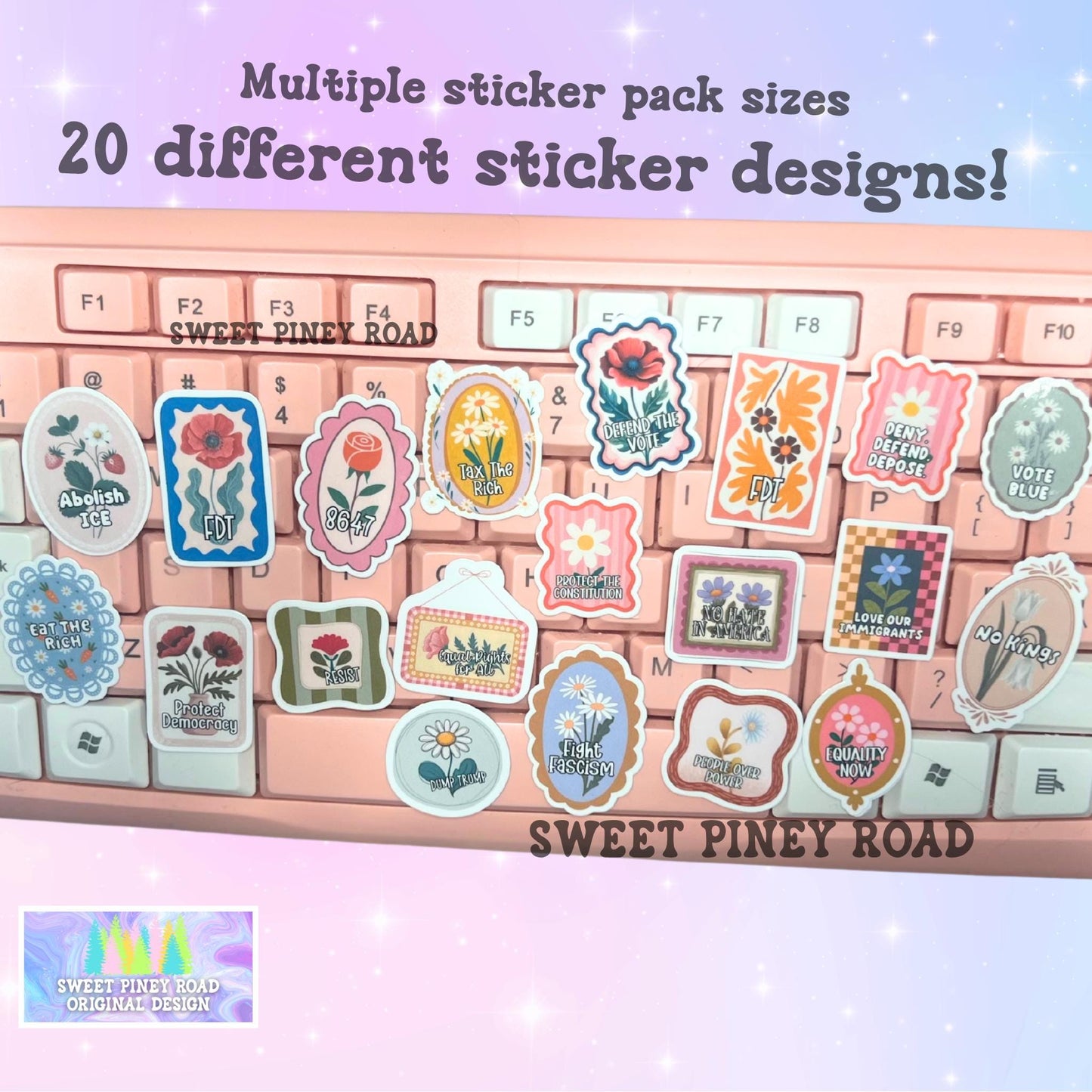 FDT Postage Inspired Sticker Pack 20/40/60/80/100 pc Stickers (1in.) Glossy! Funny Anti-Trump Epstein Stickers, Anti-ICE Custom