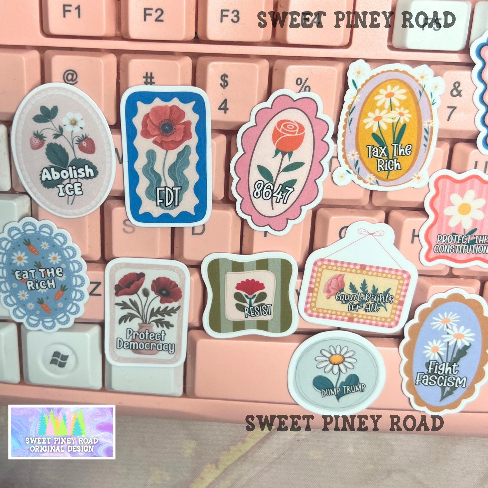 FDT Postage Inspired Sticker Pack 20/40/60/80/100 pc Stickers (1in.) Glossy! Funny Anti-Trump Epstein Stickers, Anti-ICE Custom