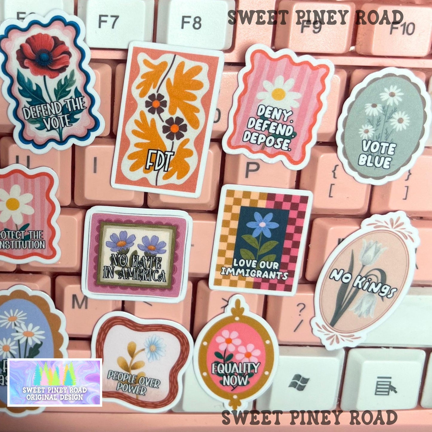 FDT Postage Inspired Sticker Pack 20/40/60/80/100 pc Stickers (1in.) Glossy! Funny Anti-Trump Epstein Stickers, Anti-ICE Custom