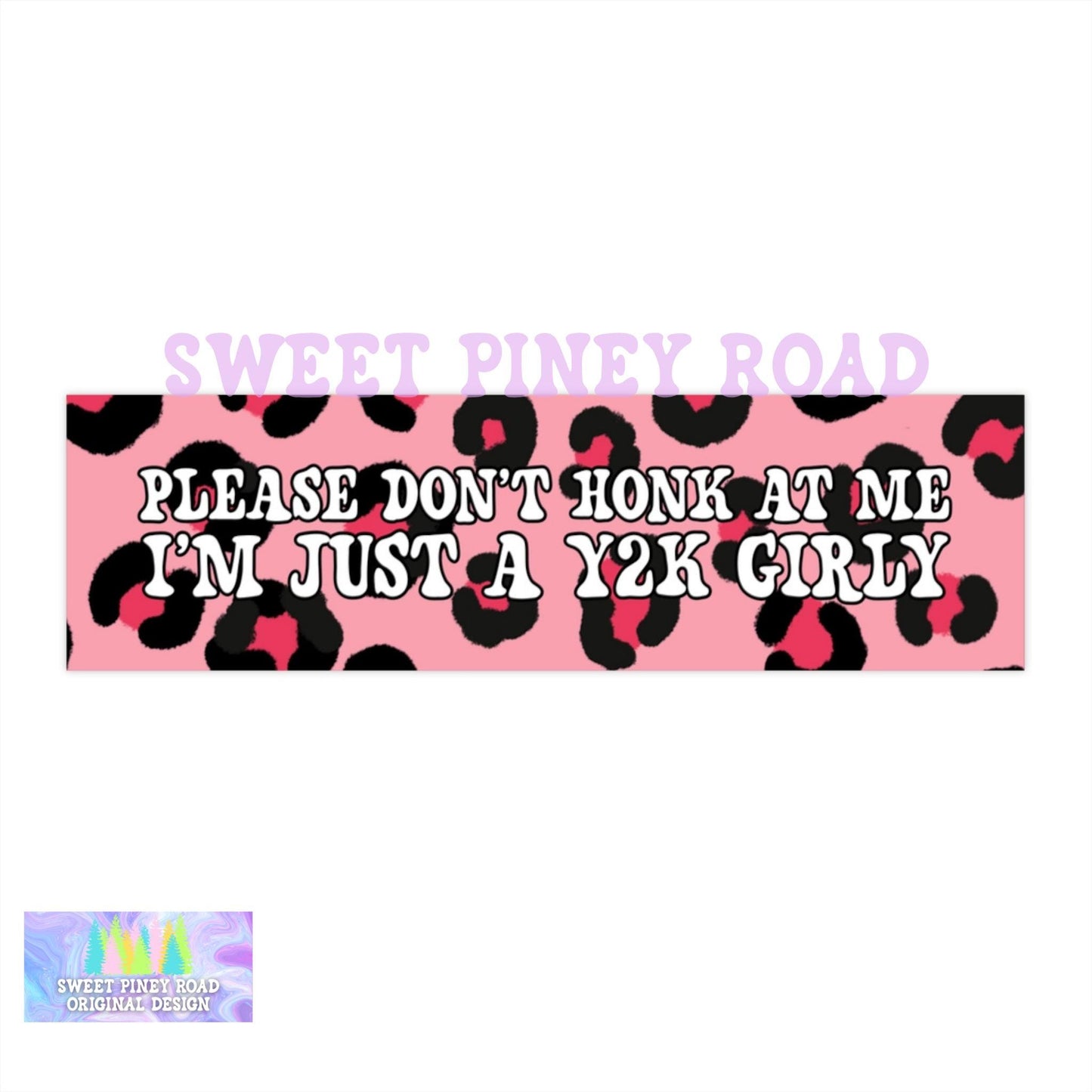 Please Don't Honk At Me Bumper Magnet, Y2k Girly Funny Car Sticker, Pink Leopard Print Nostalgia Vehicle Decal