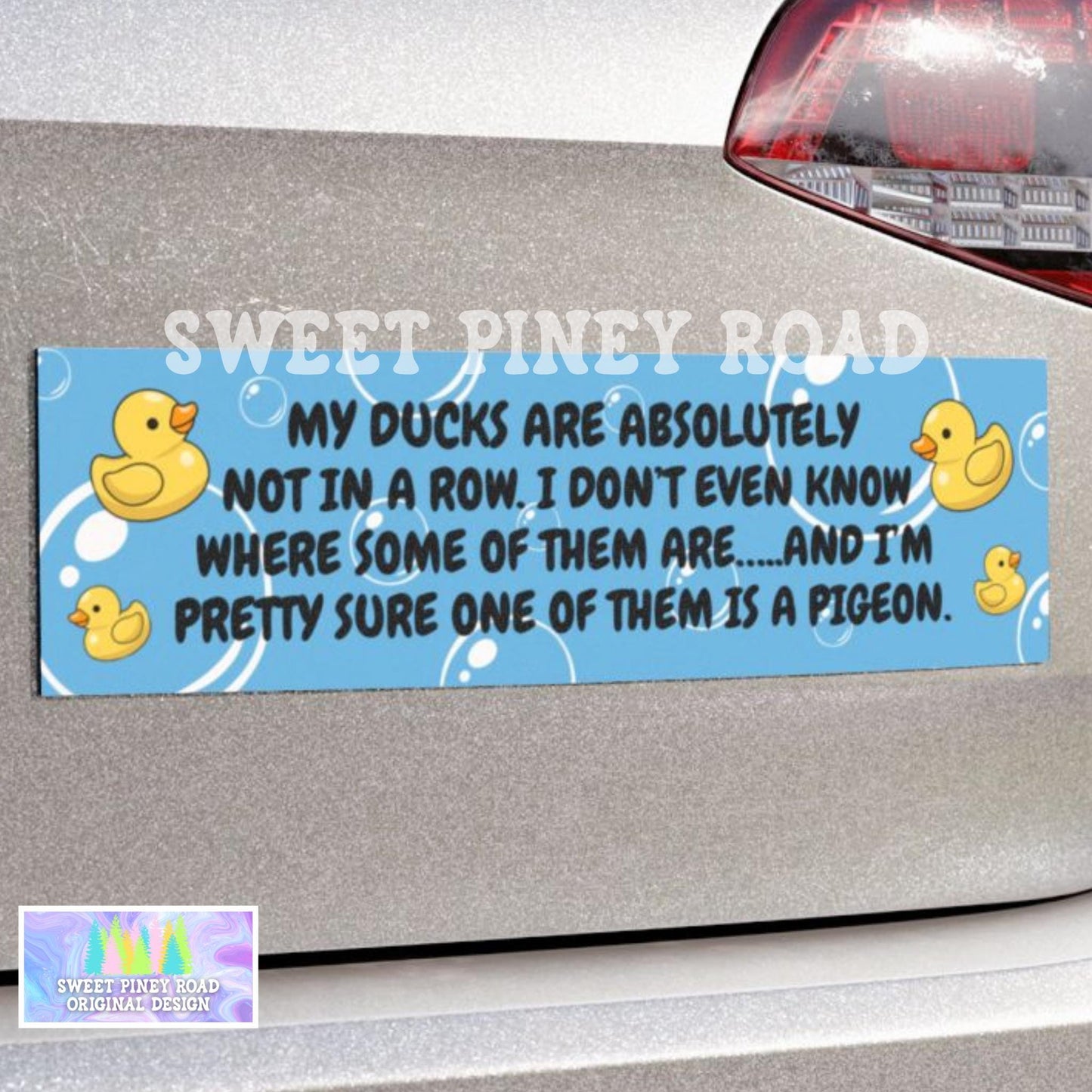 Ducks In A Row Car Magnet, Funny Bumper Sticker, Duck Lover Gag Gift, New Driver Animal Humor