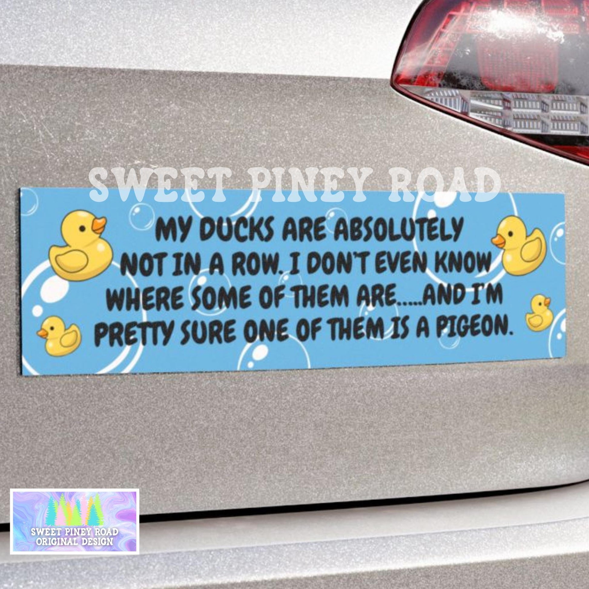 Ducks In A Row Car Magnet, Funny Bumper Sticker, Duck Lover Gag Gift, New Driver Animal Humor