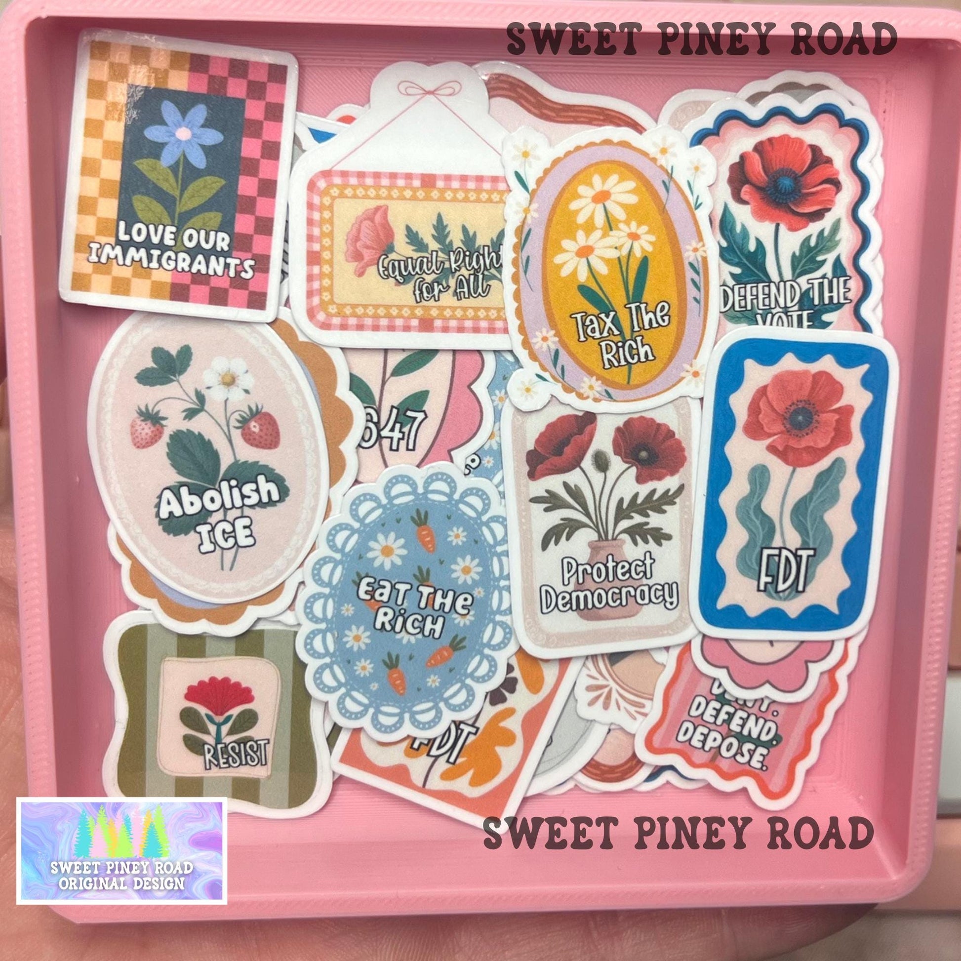 FDT Postage Inspired Sticker Pack 20/40/60/80/100 pc Stickers (1in.) Glossy! Funny Anti-Trump Epstein Stickers, Anti-ICE Custom