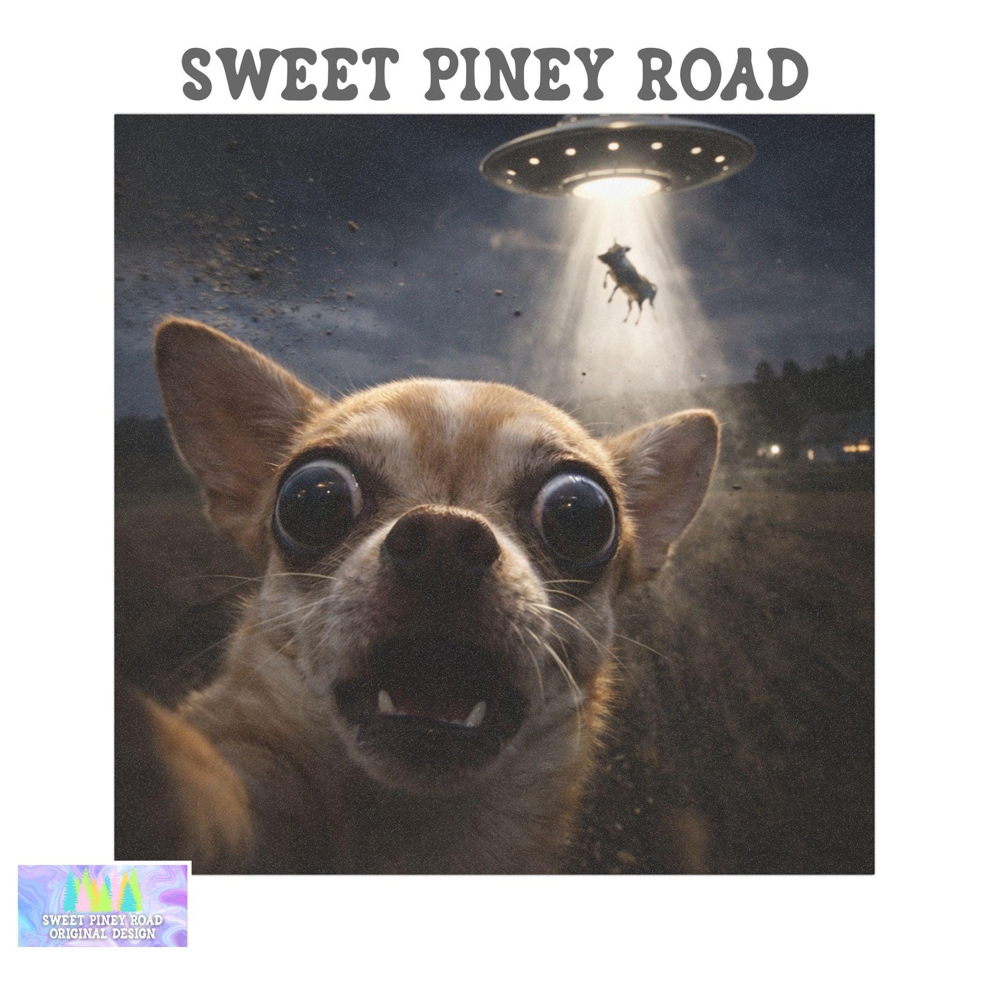 Funny Chihuahua UFO Car Magnet, Hilarious Dog Lover Alien Abduction Bumper Decal Gift
