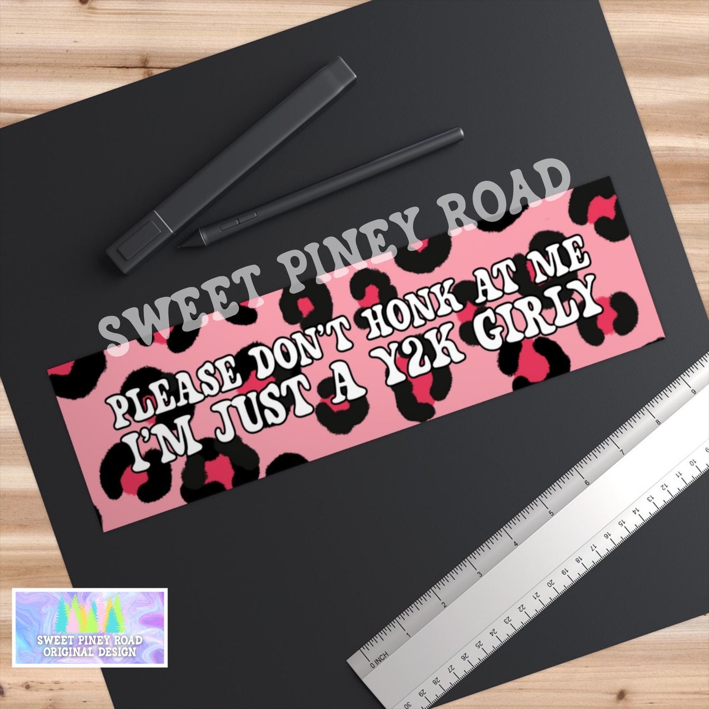 Please Don't Honk At Me Bumper Magnet, Y2k Girly Funny Car Sticker, Pink Leopard Print Nostalgia Vehicle Decal