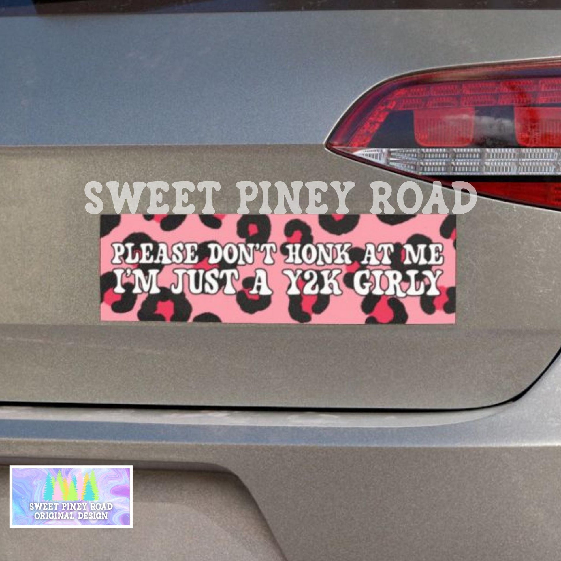Please Don't Honk At Me Bumper Magnet, Y2k Girly Funny Car Sticker, Pink Leopard Print Nostalgia Vehicle Decal