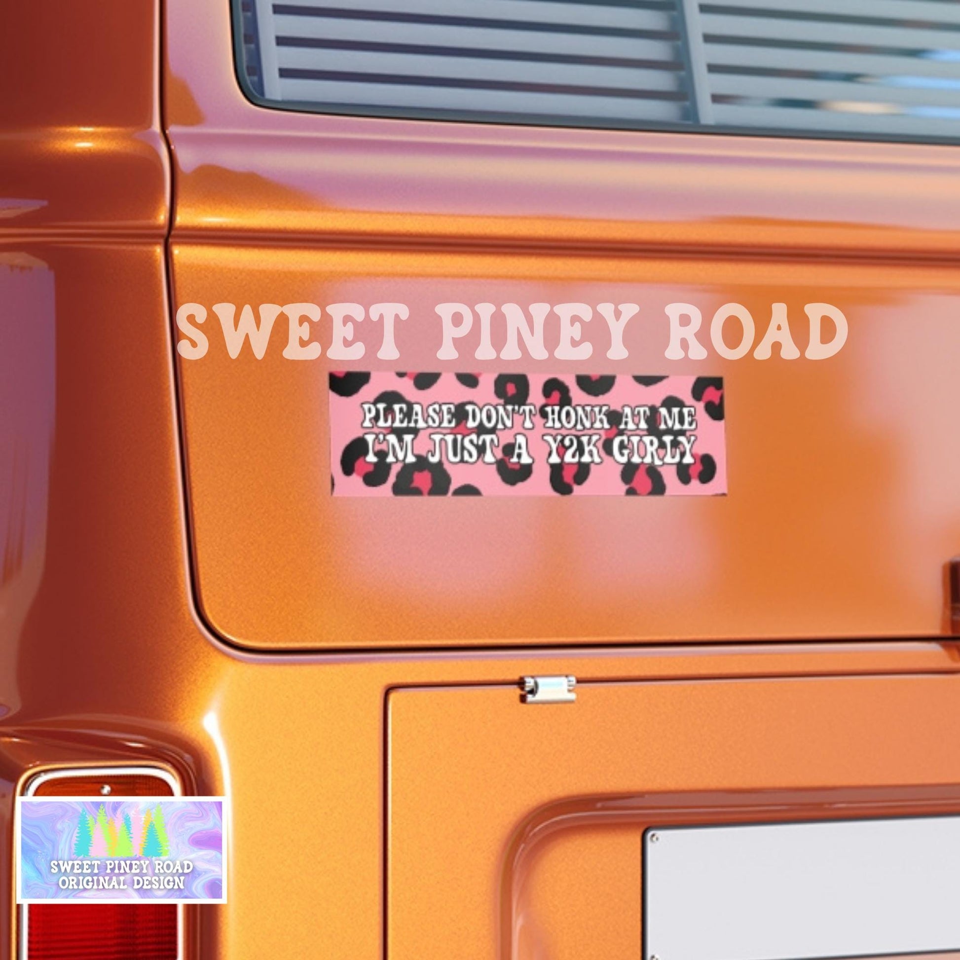 Please Don't Honk At Me Bumper Magnet, Y2k Girly Funny Car Sticker, Pink Leopard Print Nostalgia Vehicle Decal