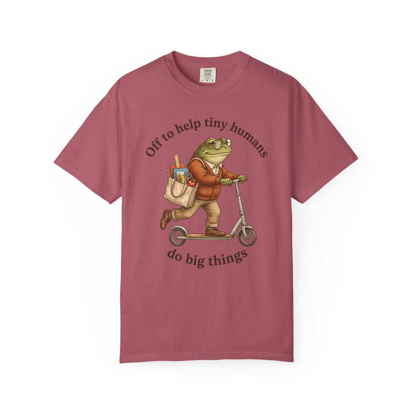 Comfort Colors® Teacher of Tiny Humans Shirt for Back to School, Frog on a Scooter Tee