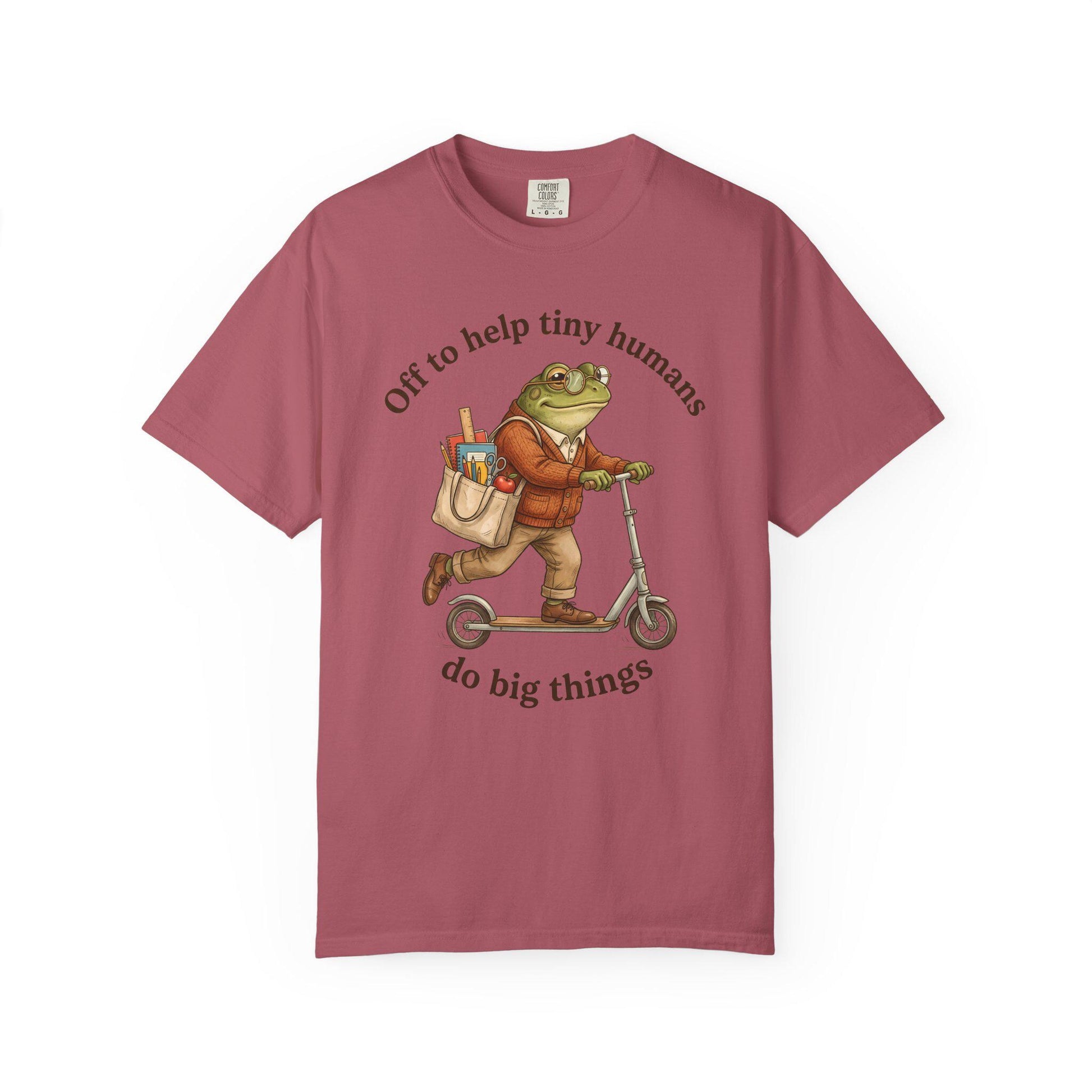 Comfort Colors® Teacher of Tiny Humans Shirt for Back to School, Frog on a Scooter Tee
