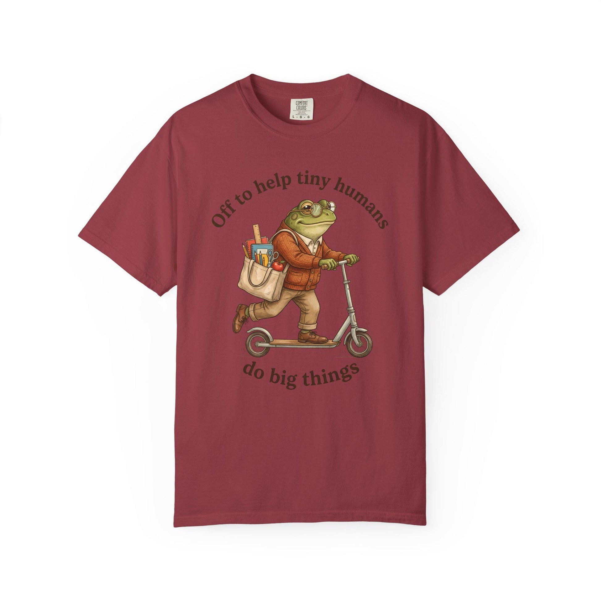 Comfort Colors® Teacher of Tiny Humans Shirt for Back to School, Frog on a Scooter Tee