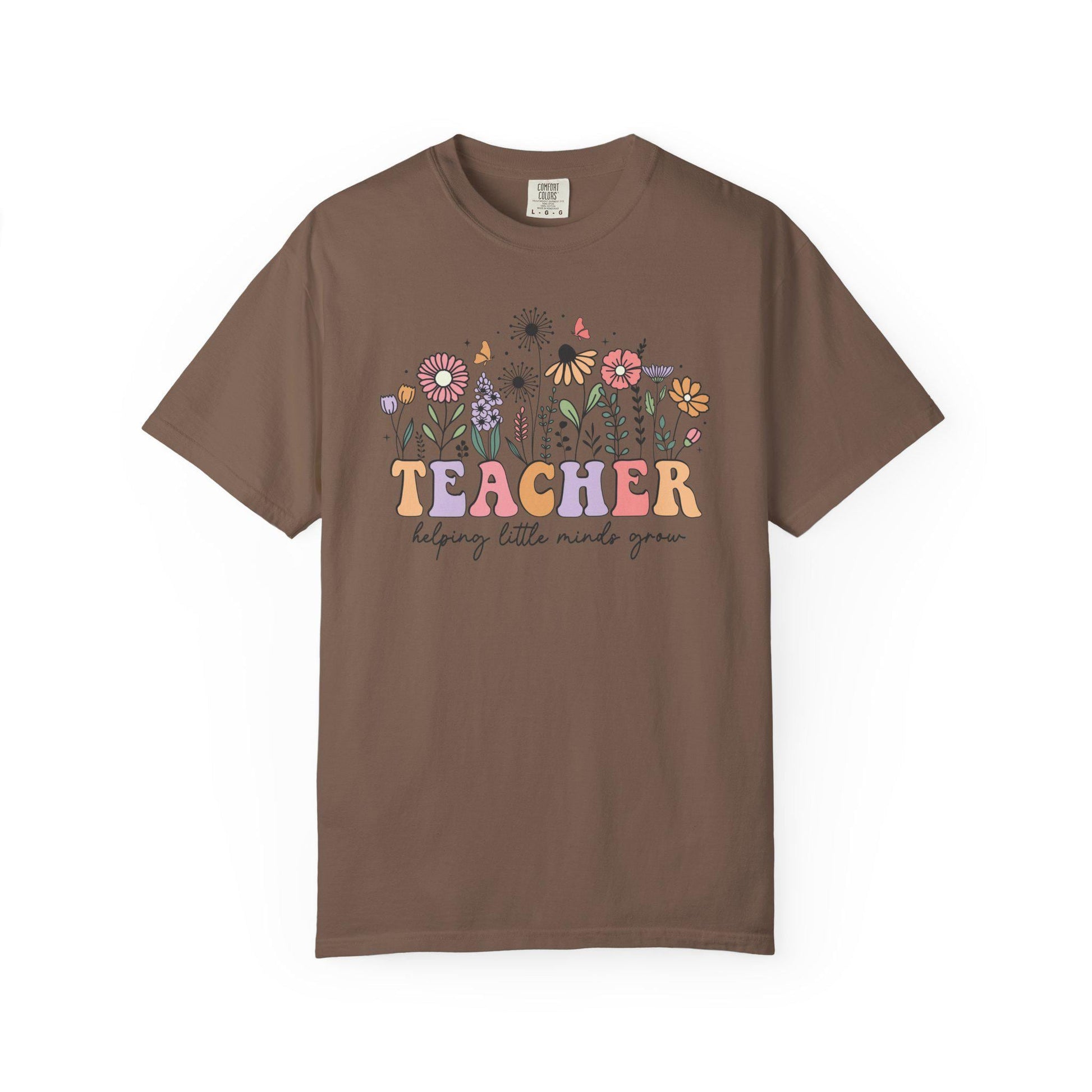 Comfort Colors® Teacher Shirt for Back to School, Helping Little Minds Grow Flower Tee