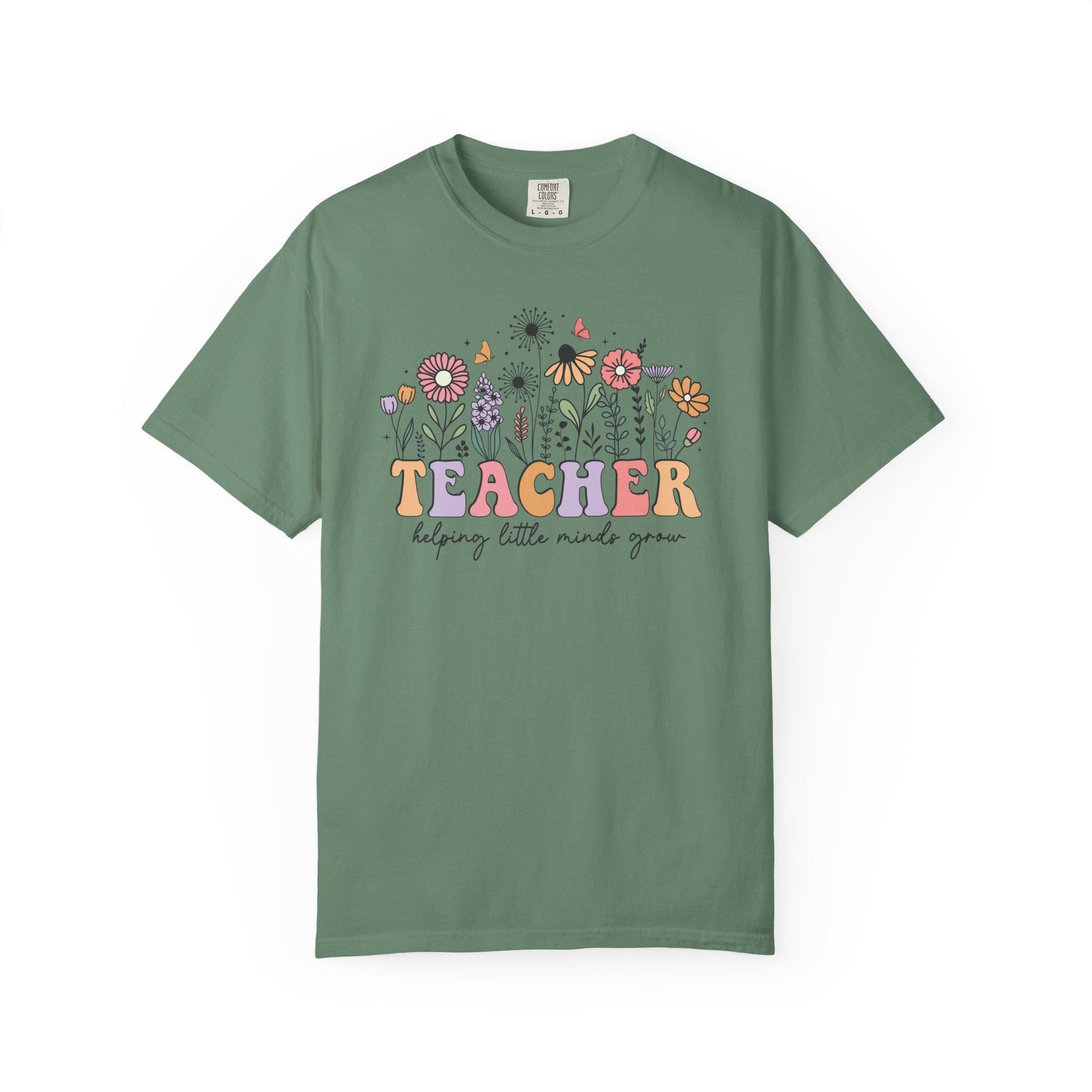 Comfort Colors® Teacher Shirt for Back to School, Helping Little Minds Grow Flower Tee