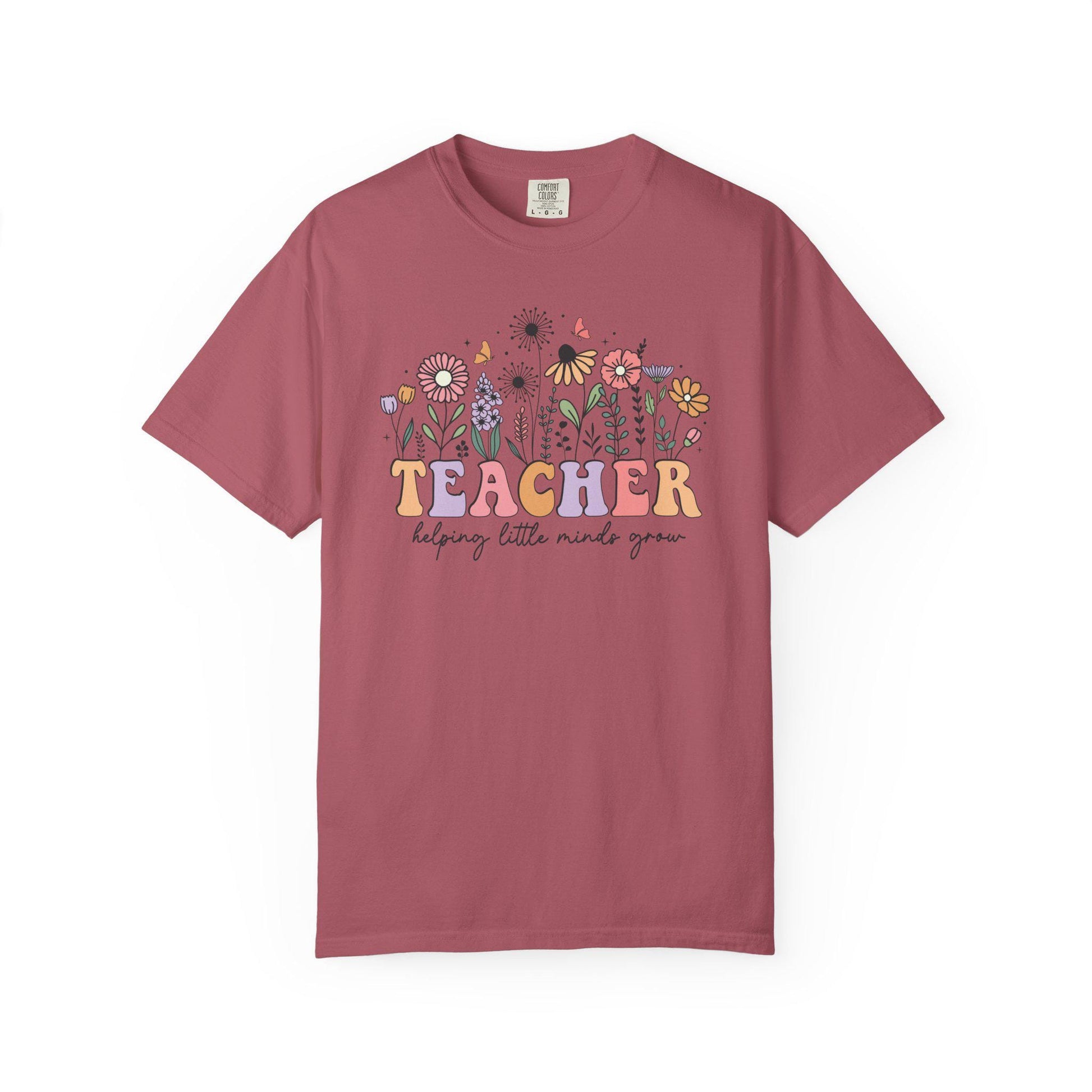 Comfort Colors® Teacher Shirt for Back to School, Helping Little Minds Grow Flower Tee
