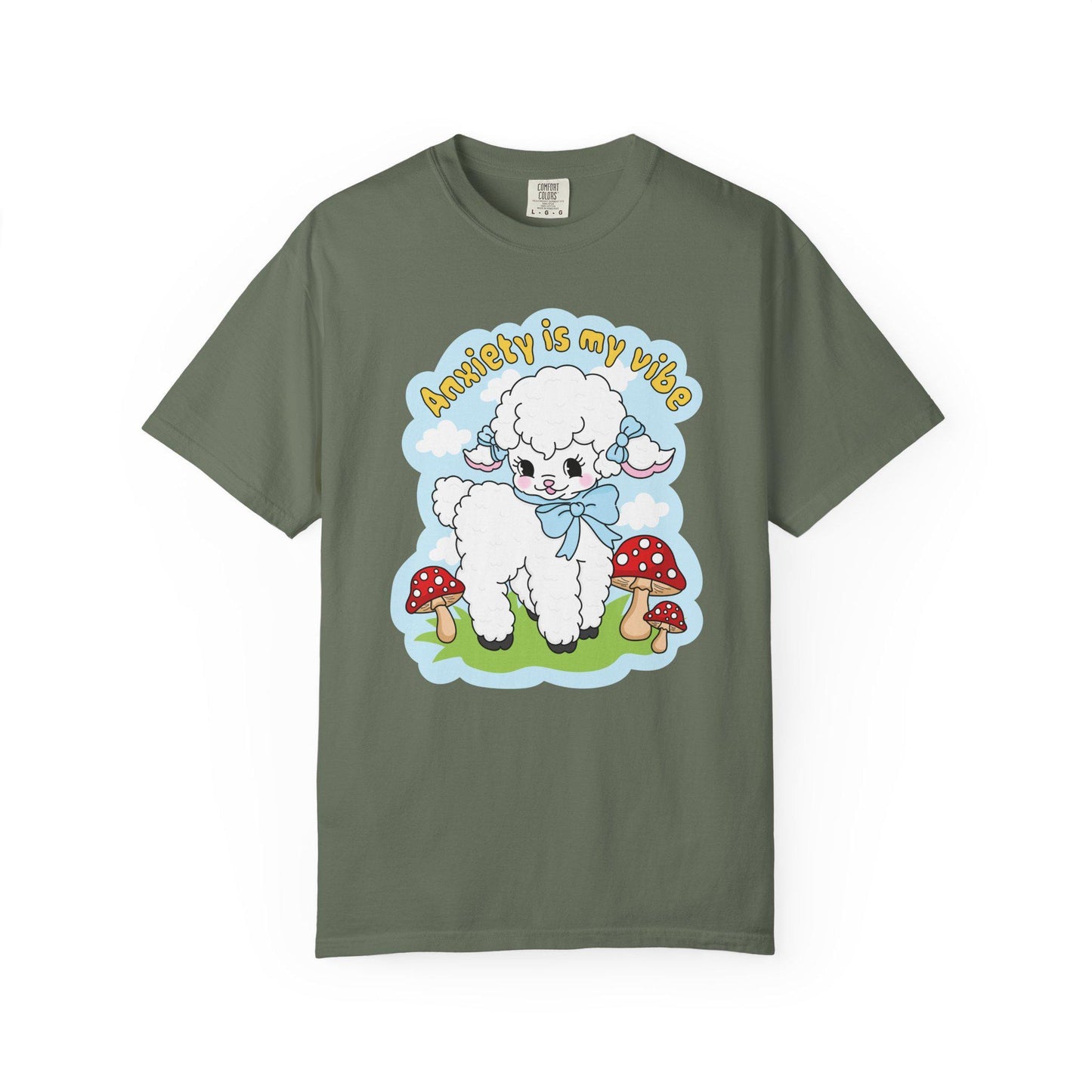 Comfort Colors® Anxiety Is My Vibe Shirt, Funny Cottagecore Lamb Mental Health Tee